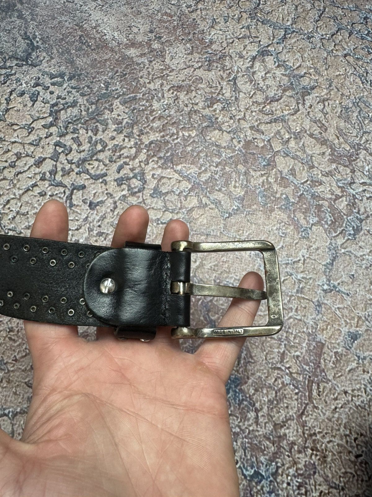 Japanese Brand Black Punk Metal Pin Heavy Leather Gothic Avantgarde Belt Size ONE SIZE - 7 Thumbnail