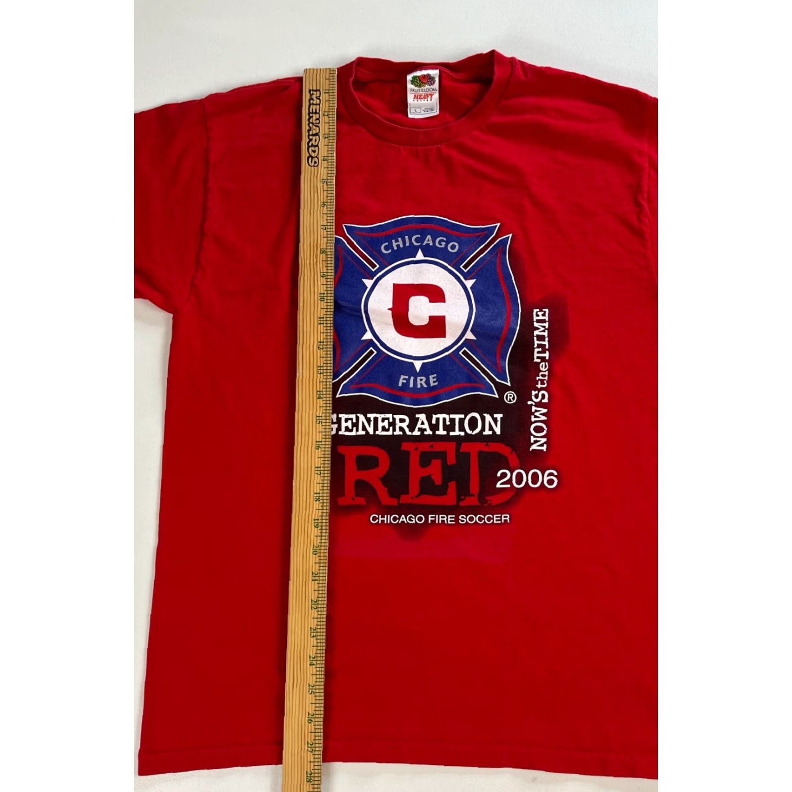 Fruit Of The Loom Chicago Fire Soccer Club T-Shirt Vintage 2006 Generation Red MLS Sz L Mens Cotton Short Sleeve Crew Neck Size US L / EU 52-54 / 3 - 7 Thumbnail