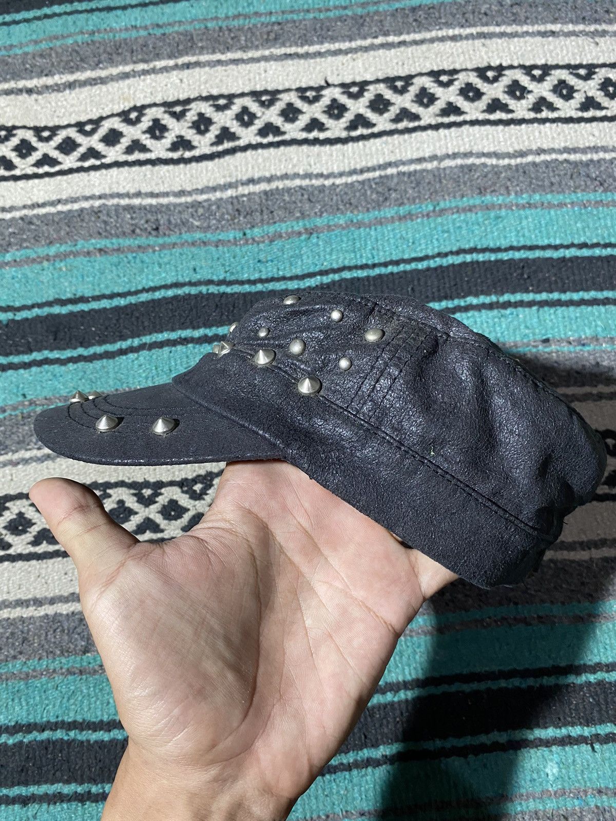If Six Was Nine × Japanese Brand × Le Grande Bleu (L.G.B.) Y2K Unknown Velved Studded Patrol Cap Size ONE SIZE - 2 Thumbnail
