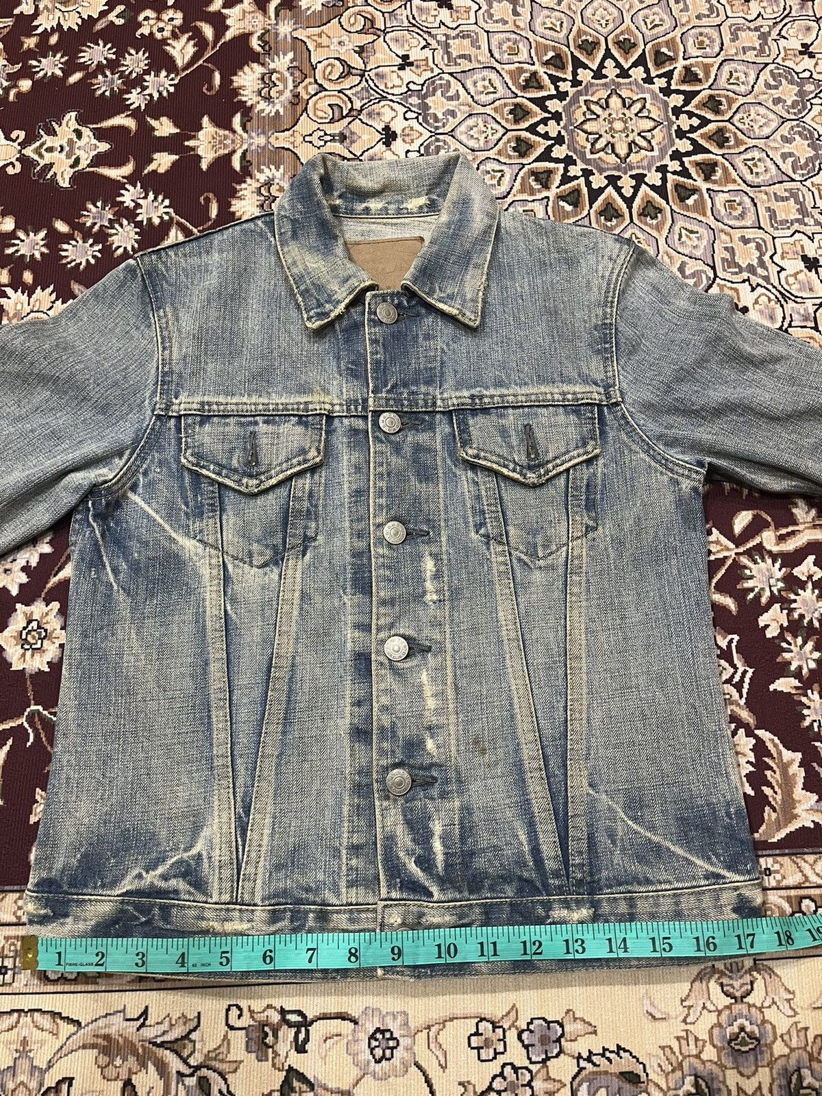 OMNIGOD Vintage Domingo Omnigod Distressed Stain Denim Jacket Size XS / US 0-2 / IT 36-38 - 24 Thumbnail