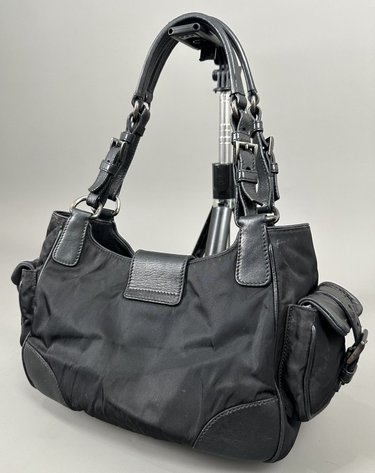 Prada Prada - Nylon/Leather Shoulder Bag - Small Sides Pocket Size ONE SIZE - 6 Thumbnail