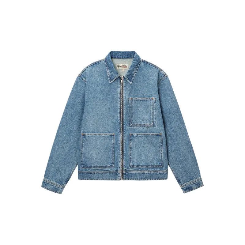 stussy ZIP WORK JACKET DENIM WASHEDBLUE