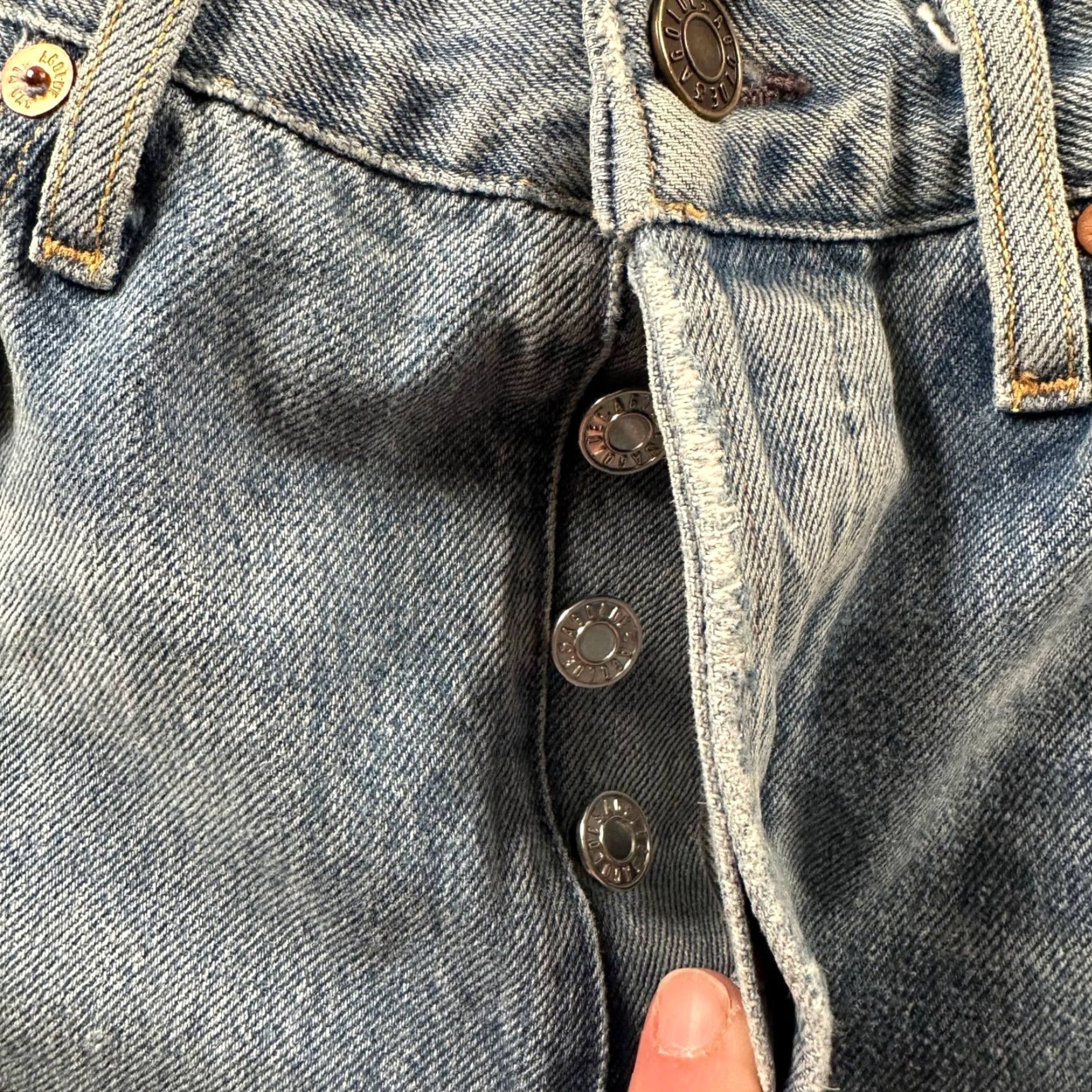 Agolde AGOLDE Jeans Womens Riley 25 Distressed Straight Leg Light Wash Button Fly Size 42" / US 20 - 4 Thumbnail