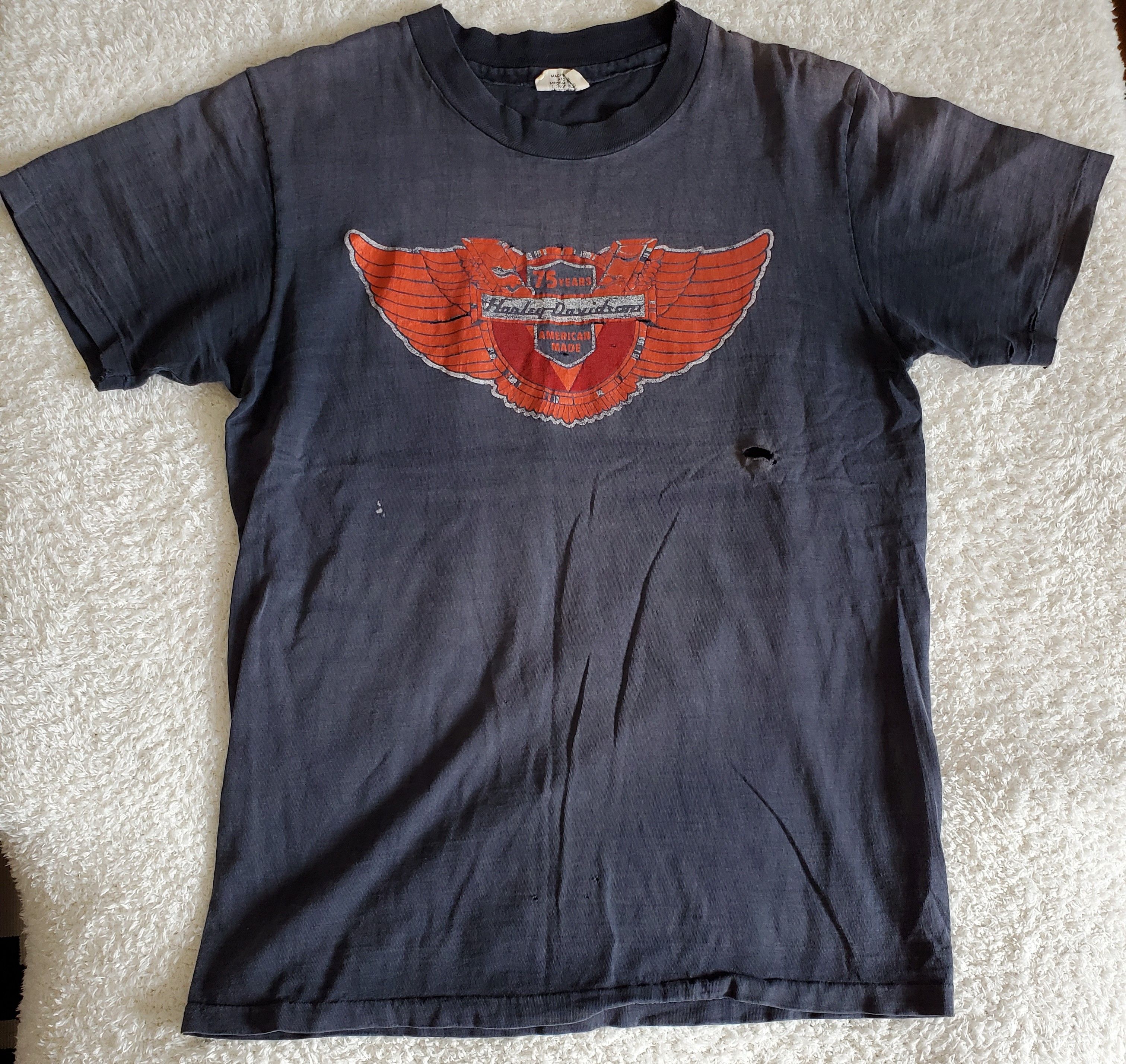 Harley Davidson × Vintage Vintage 75th anniversary Harley Davidson 1980 thrashed Size US M / EU 48-50 / 2 - 1 Thumbnail