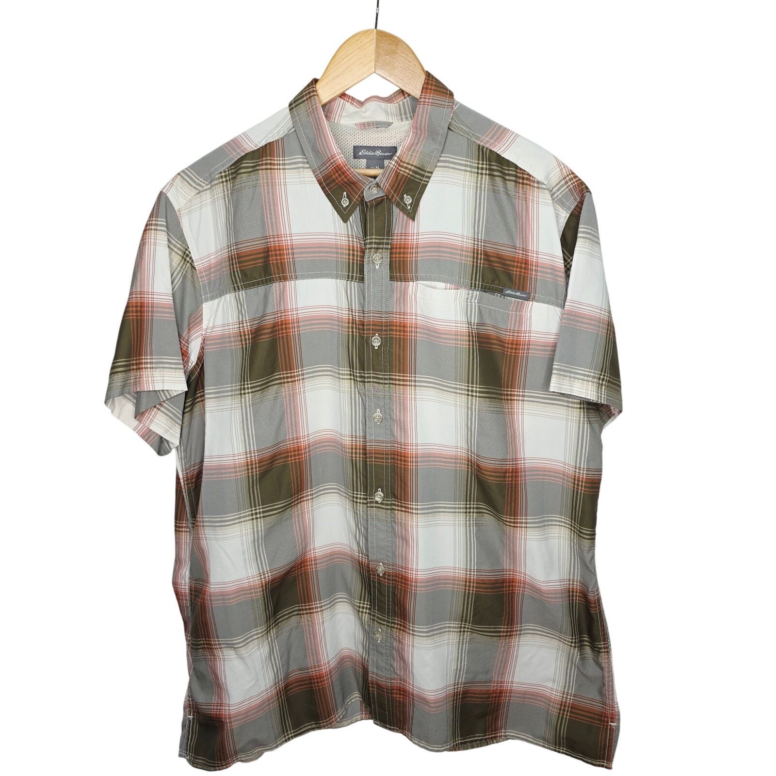 Eddie Bauer Eddie Bauer Brown White Plaid Button Up Short Sleeve Shirt Size US XL / EU 56 / 4 - 1 Thumbnail