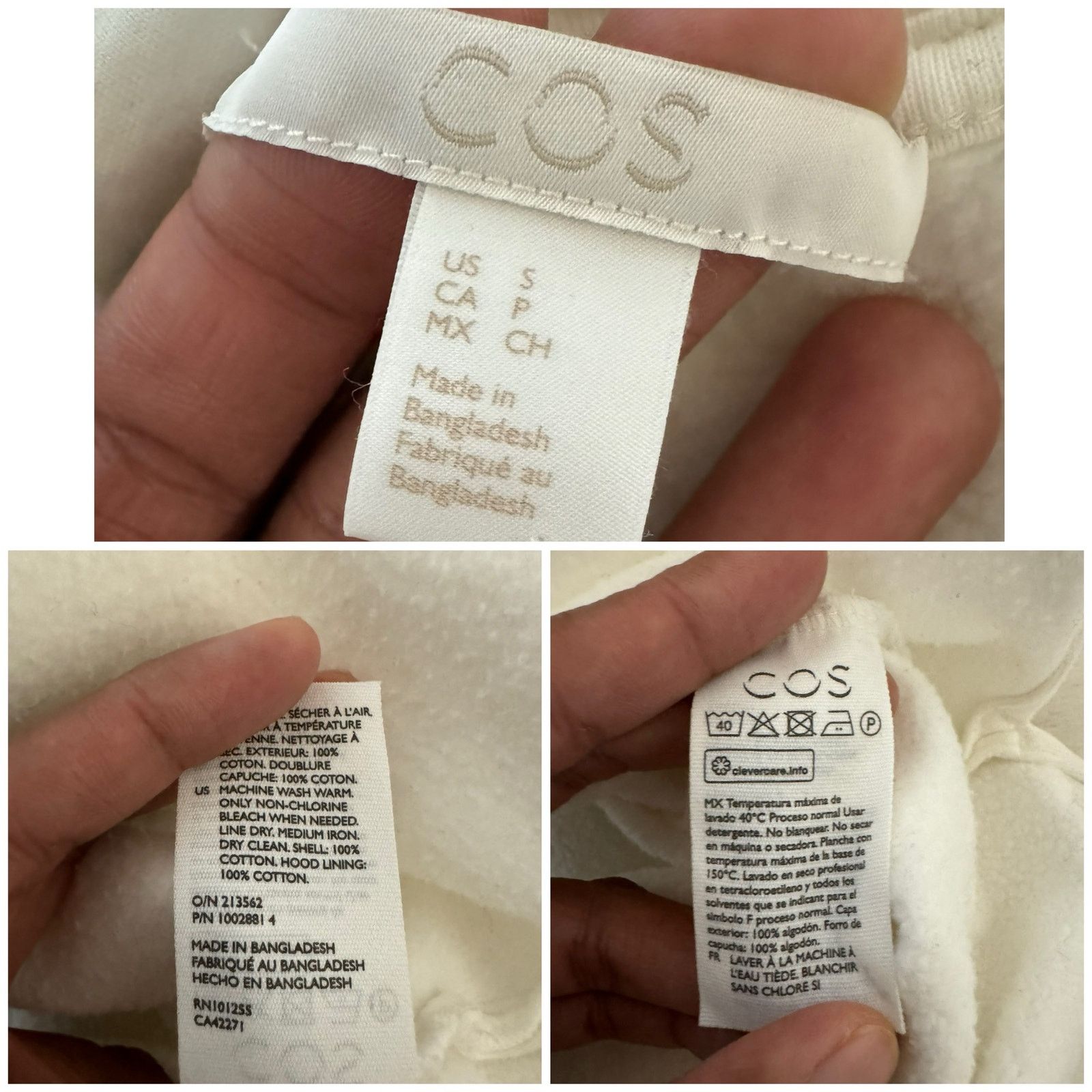 Cos COS White Long Sleeve Hooded Dress Women’s Size Small USED Size S / US 4 / IT 40 - 8 Thumbnail