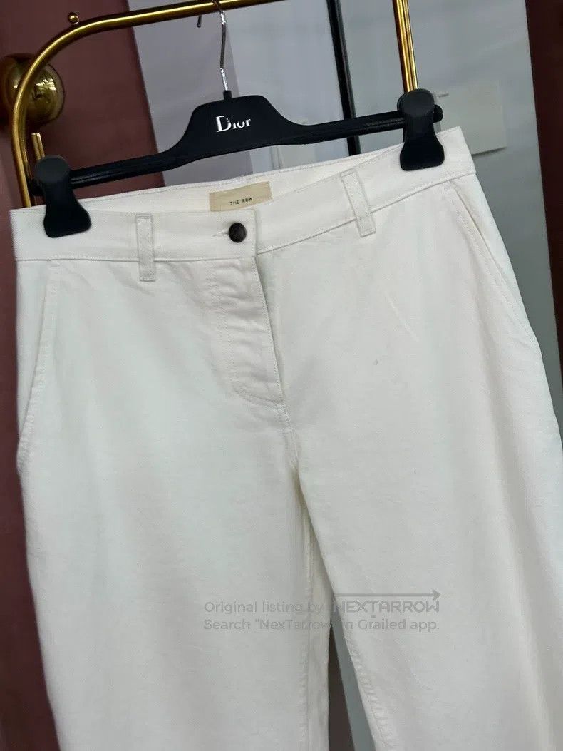The Row The row size 0 White Long Wide Leg Pants Size 22" - 2 Thumbnail