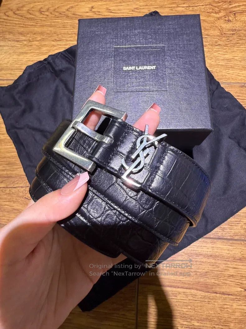 Saint Laurent Paris Saint Laurent Paris size 100 Crocodile pattern men's belt Size ONE SIZE - 3 Thumbnail