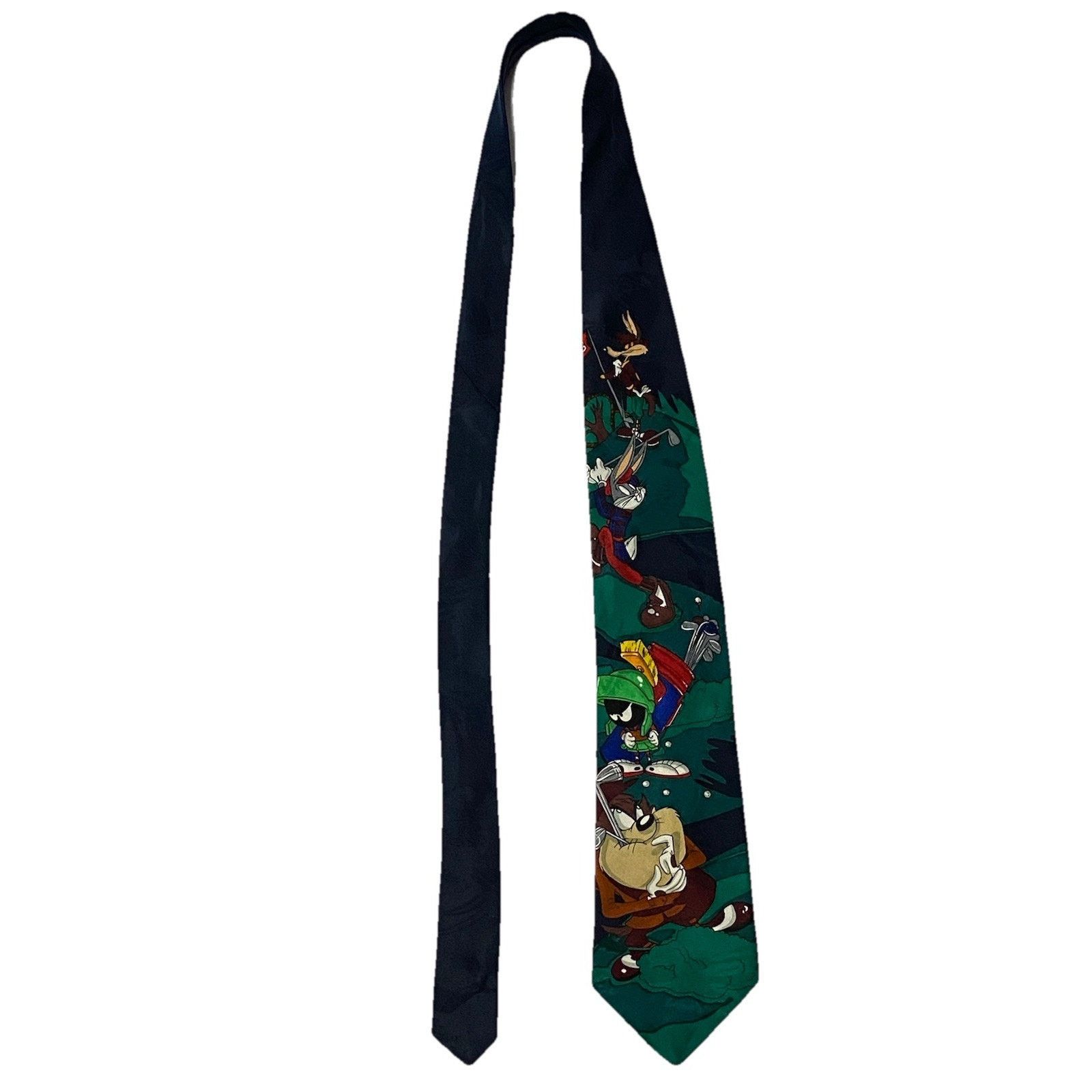 Other Vintage Looney Tunes Tie Men Green Taz Bugs Bunny Silk 90s Size ONE SIZE - 1 Thumbnail