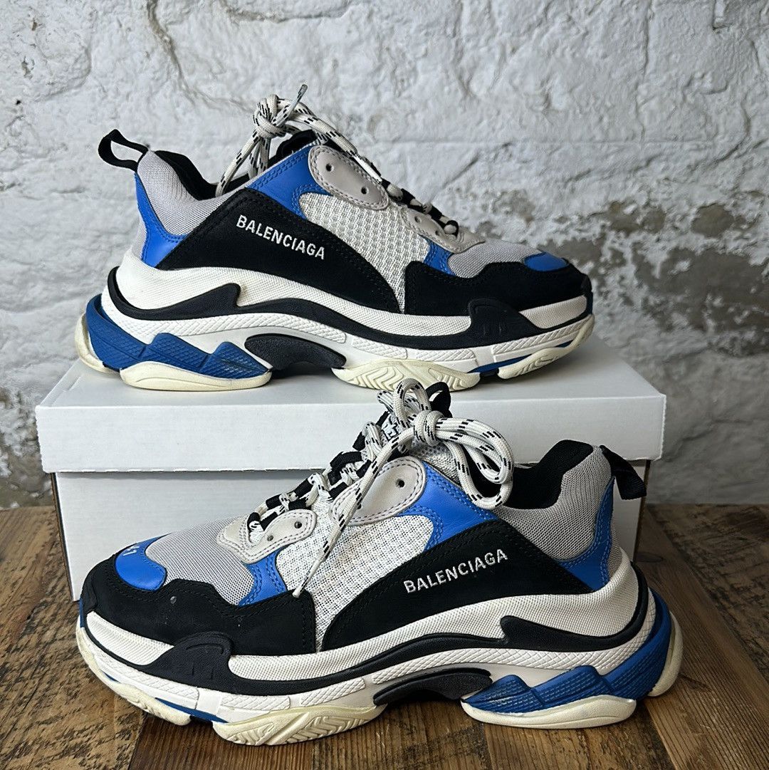 image of Balenciaga Triple S Black Grey Blue Sneaker Size 8, Men's