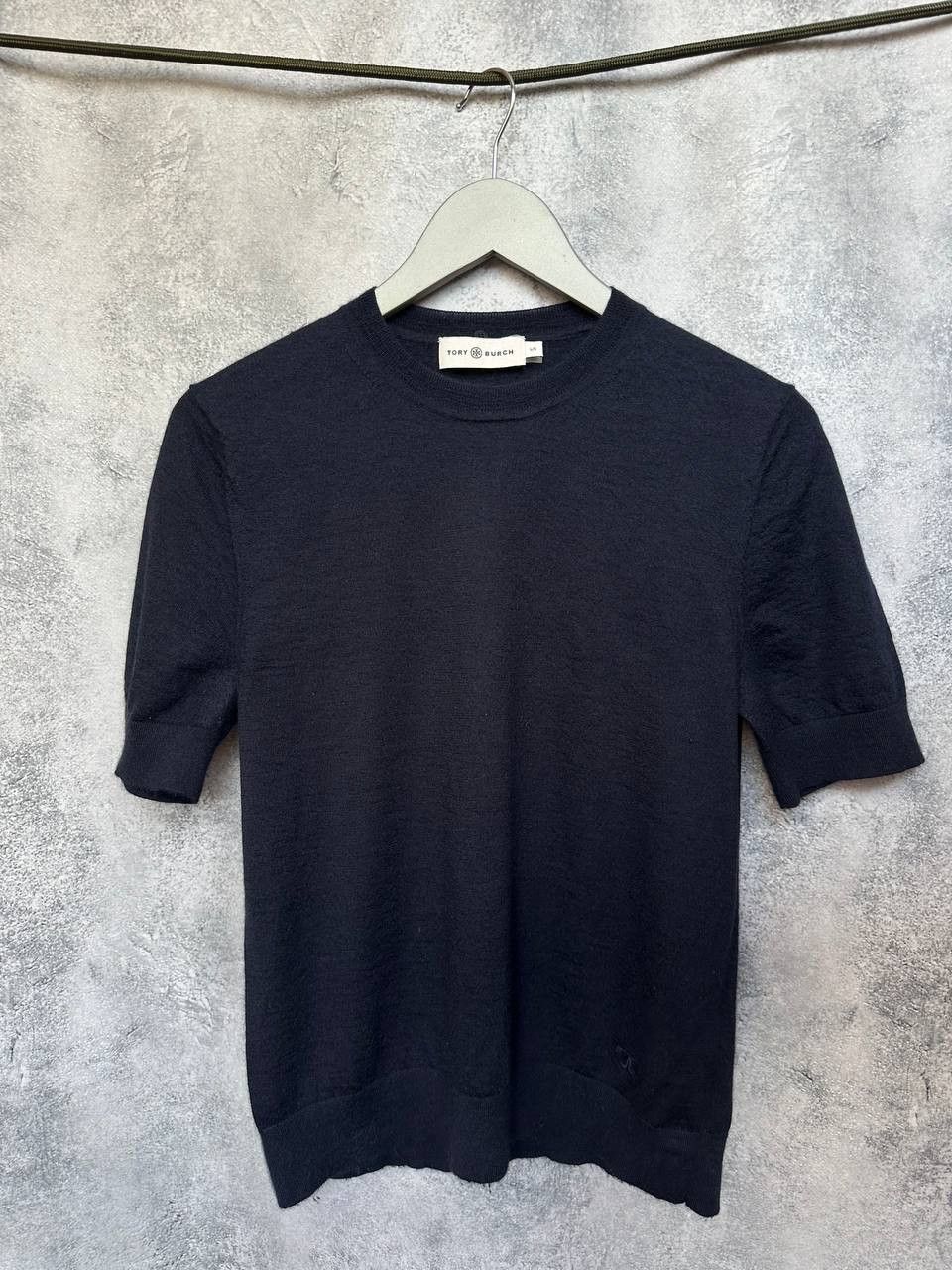 Tory Burch Tory Burch 100% Cashmere Short Sleeve Sweater Top Navy Blue Size L / US 10 / IT 46 - 2 Thumbnail