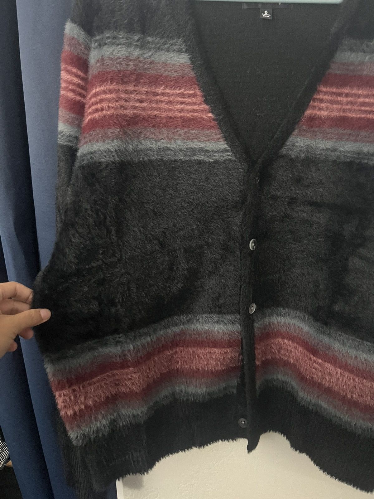 Stussy Stussy Shaggy Cardigan Sweater Mens S Small Fuzzy Striped Size US S / EU 44-46 / 1 - 3 Thumbnail