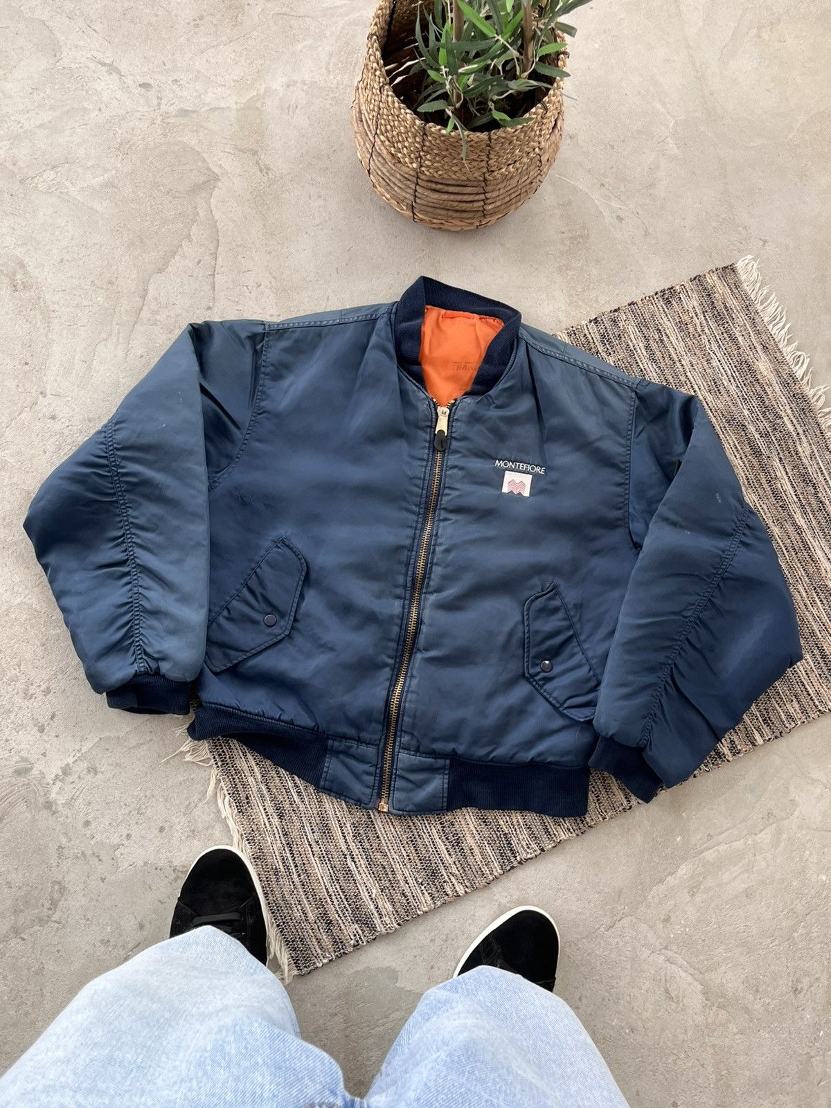 Alpha Industries Vintage Alpha Industries style Faded Blue Bomber Jacket Y2K Size US M / EU 48-50 / 2 - 1 Thumbnail
