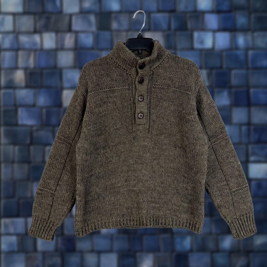 Vintage Luidiana Mens Brown Chunky-Knit Mock Neck Henley Sweater Wool Blend Italy Pullover Size M Regular Fit Heavyweight Mantle Winter Casual Mens Size US M / EU 48-50 / 2 - 1 Thumbnail