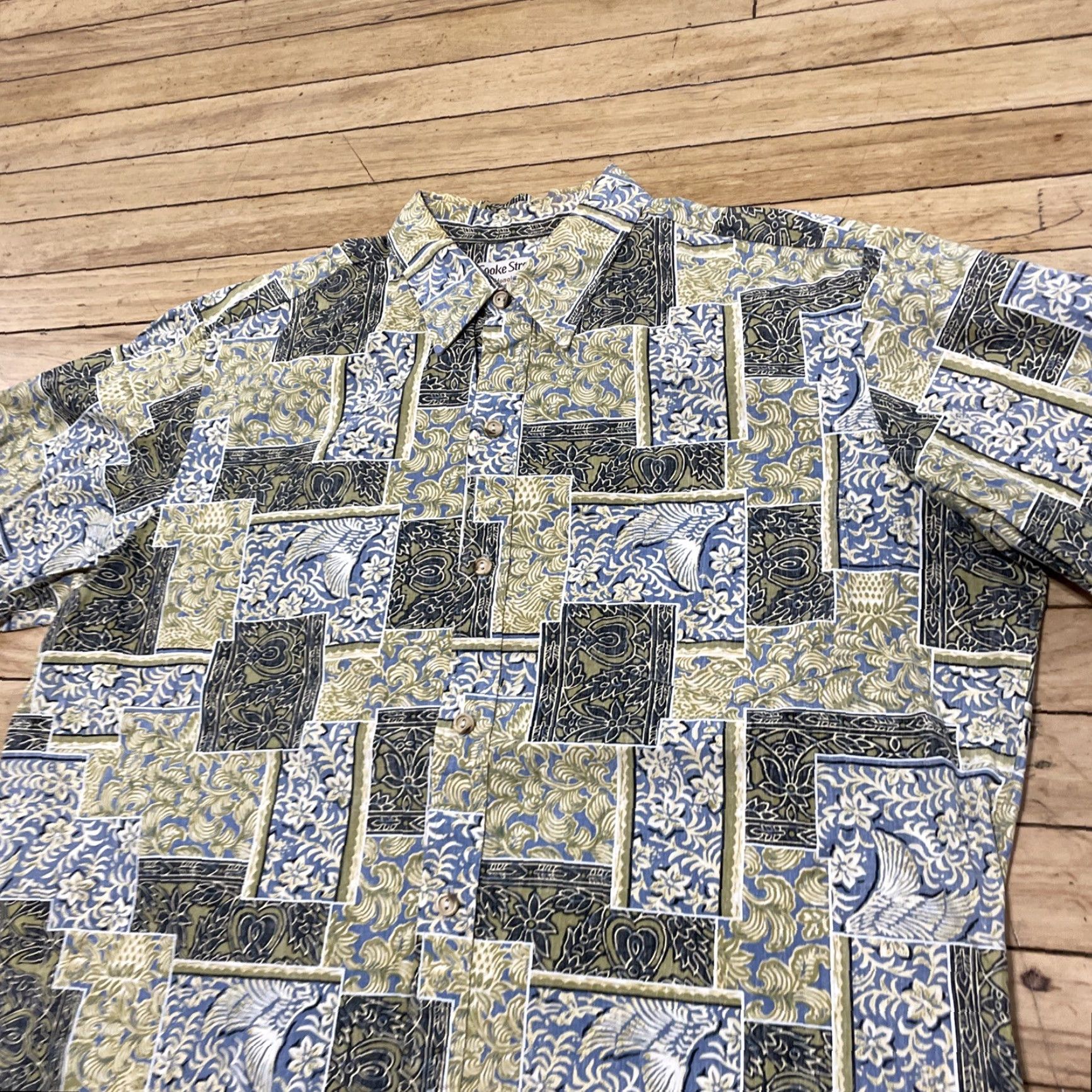 Vintage VINTAGE Cooke Street Honolulu Hawaiian Shirt Men XL Yellow Green Floral Madras Aloha Button-Up Short Sleeve 50 in Chest Size US XL / EU 56 / 4 - 3 Thumbnail
