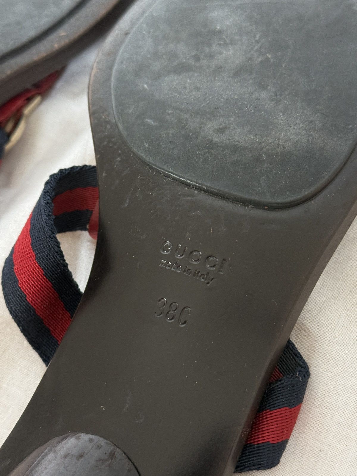 Gucci × Vintage Gucci Web Interlocking GG Thong Flip Flops Mules Size US 8 / IT 38 - 11 Thumbnail