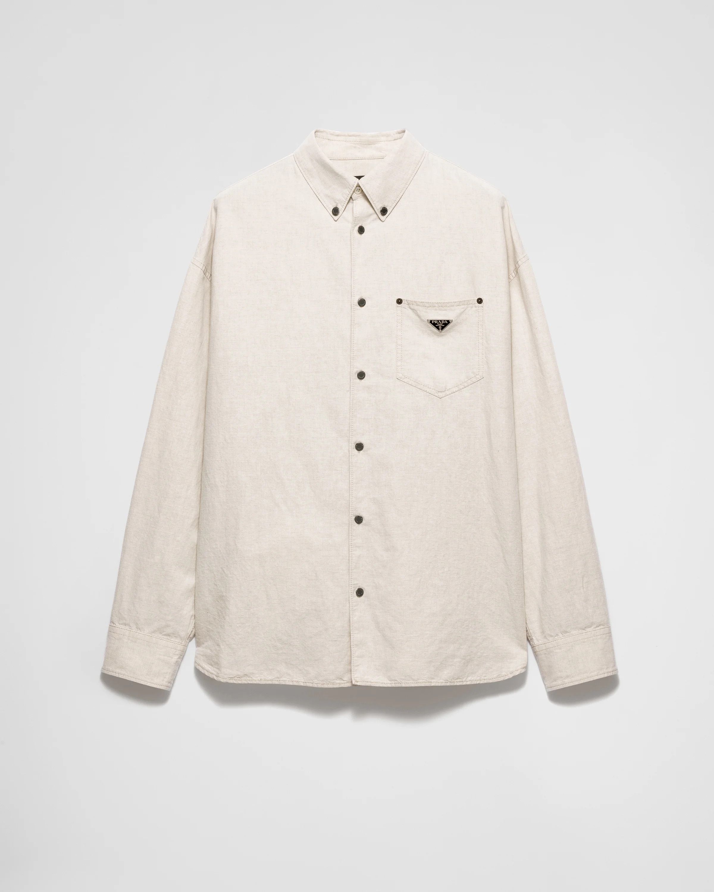 Prada o1w1db10426 Chambray Shirt in Natural Size US XL / EU 56 / 4 - 1 Thumbnail
