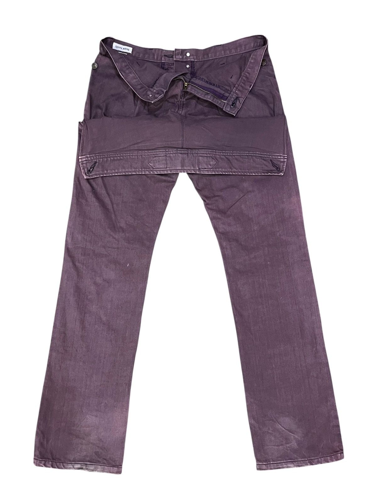 Japanese Brand 🔥Unique Jeans Open Arms Double Waist Back Flap Purple Pants Size US 31 - 10 Thumbnail