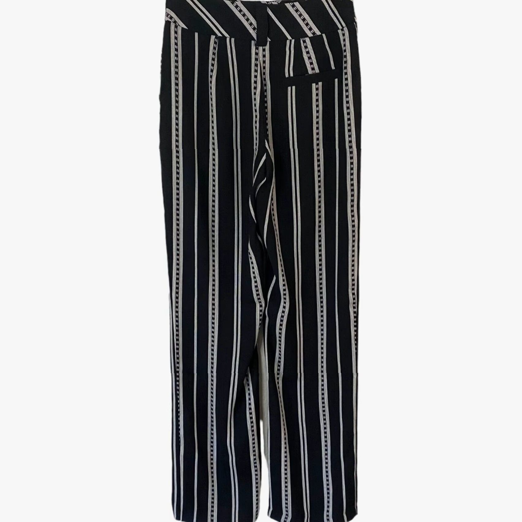 Zara Topshop Wide-Leg Trouser Pants Women's Size 0 Black White Striped High-Waisted Dress Pants Pants Women Black Striped Wide-Leg Topshop 0 Size 25" / US 0 / IT 36 - 3 Thumbnail