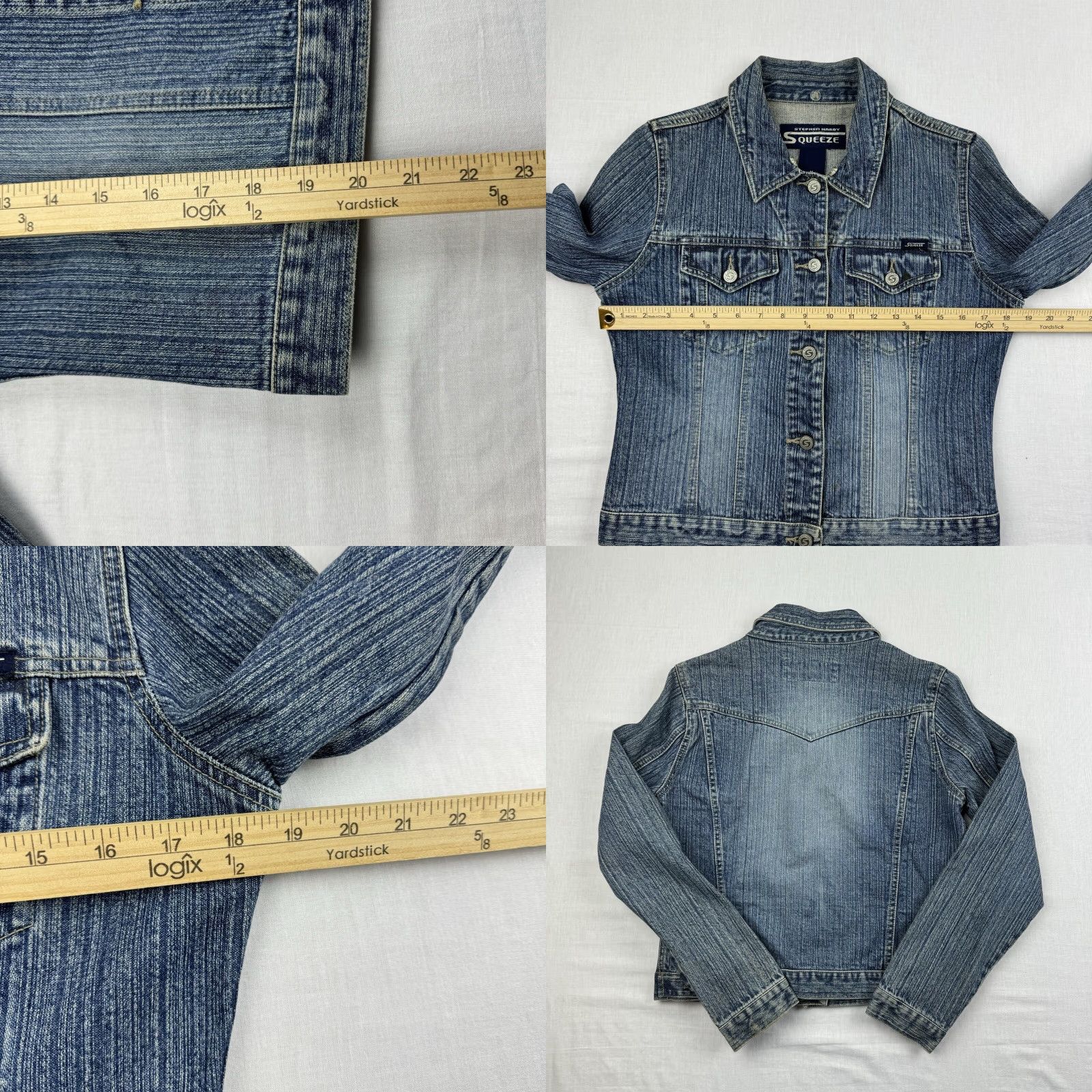 Vintage VINTAGE Stephen Hardy Squeeze Denim Jacket Womens Medium Blue Y2K Grunge 2000s Size M / US 6-8 / IT 42-44 - 8 Thumbnail
