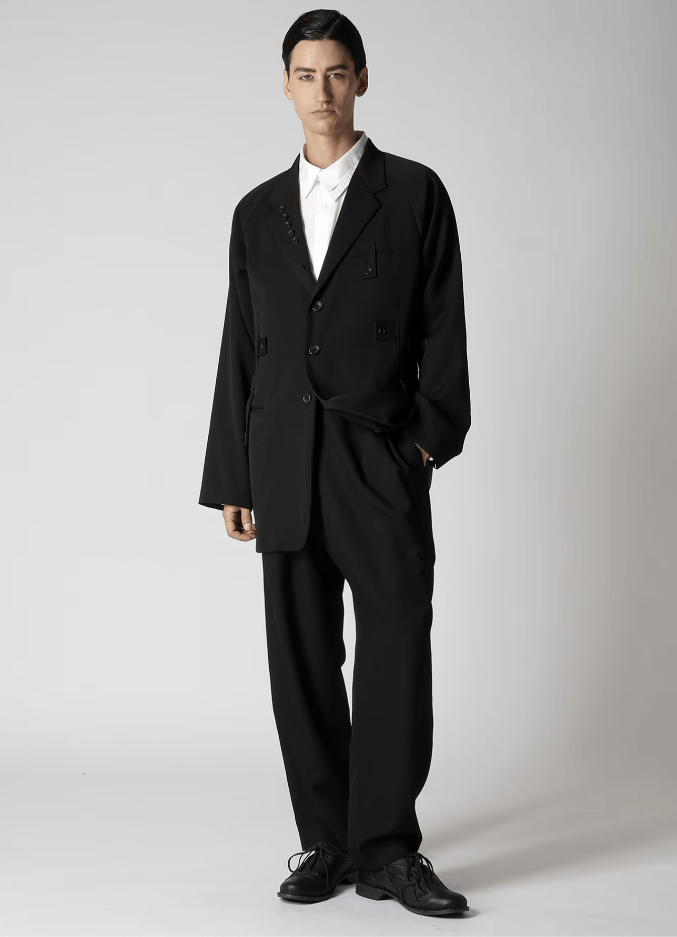 Yohji Yamamoto Yohji Yamamoto Pour Homme W/Gabardine LAPEL BUTTON 5PK JKT Size US L / EU 52-54 / 3 - 12 Thumbnail