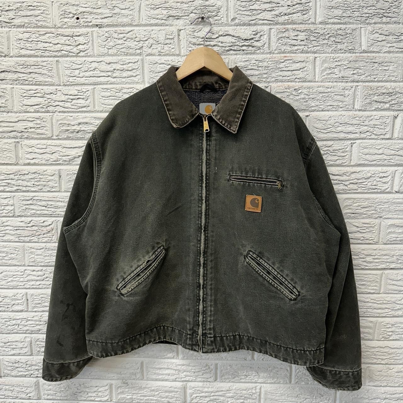 image of Grail Vintage Carhartt Detroit Jacket J97 Mos 2Xl Green in Dark Khaki Green, Men's