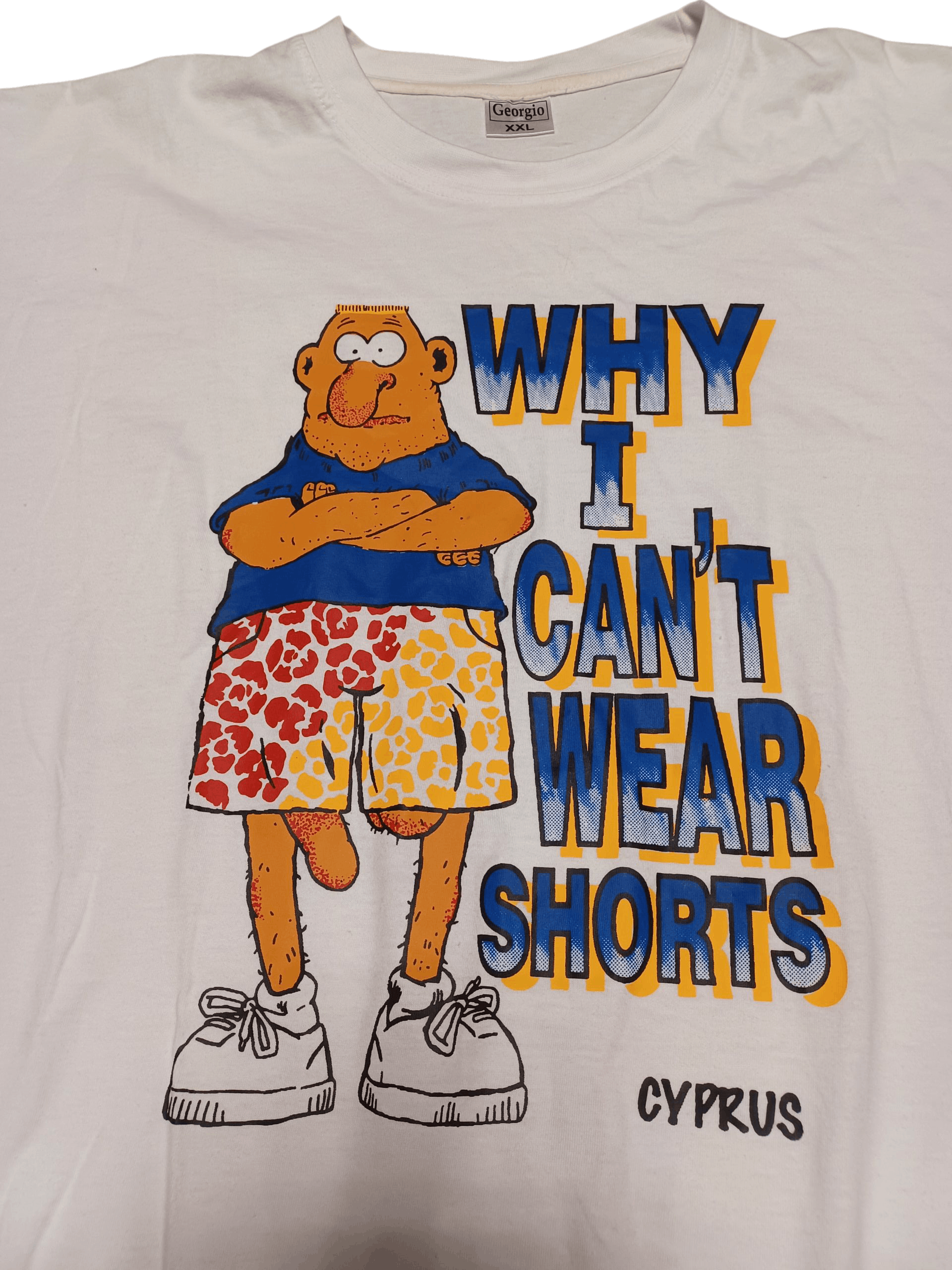Vintage WHY I CAN`T WEAR SHORTS HUMOR VINTAGE CRAZY TEE Size US XXL / EU 58 / 5 - 2 Thumbnail