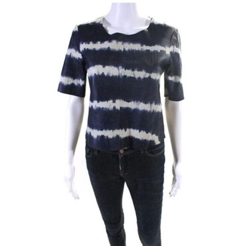 NWT Trina Turk Memphis Tie Dye Lamb Leather Box Top S