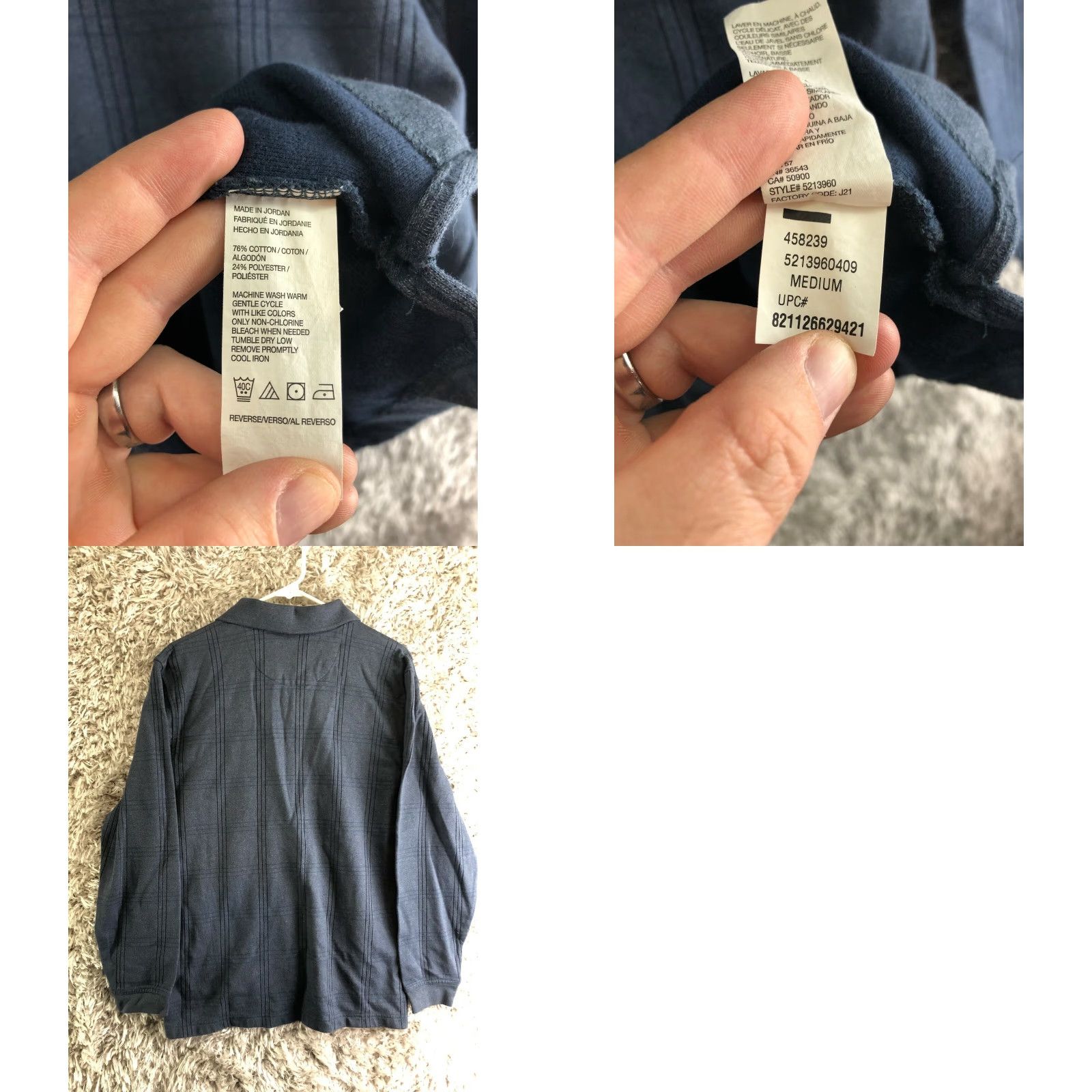 Arrow Arrow Classic Fit Mens Medium Gray Long Sleeve Spread Collar Pullover Shirt Size US M / EU 48-50 / 2 - 8 Thumbnail