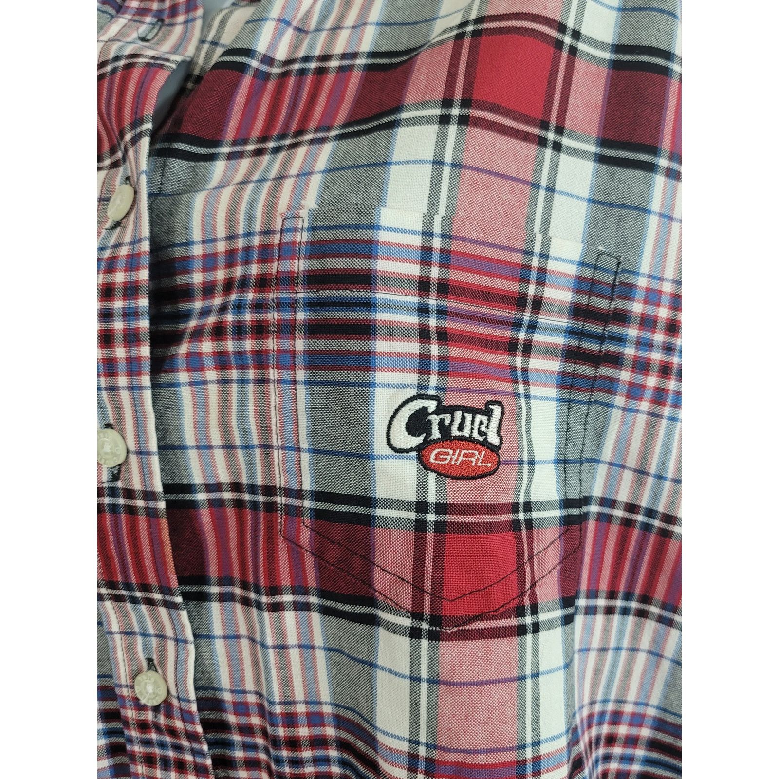 Other Cruel Girl Red White Blue Plaid Button Up Top Medium Size M / US 6-8 / IT 42-44 - 5 Thumbnail