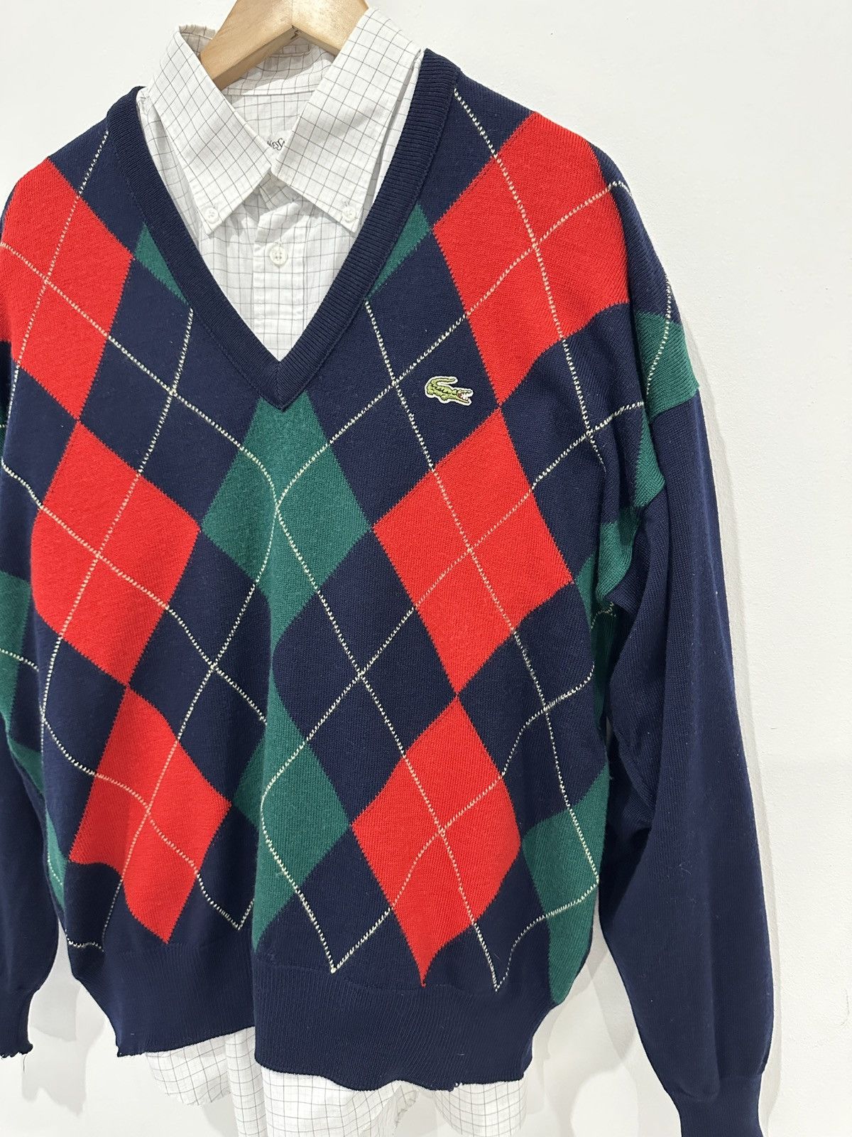 Lacoste × Vintage Vintage Lacoste V Neck Sweater Size US L / EU 52-54 / 3 - 4 Thumbnail