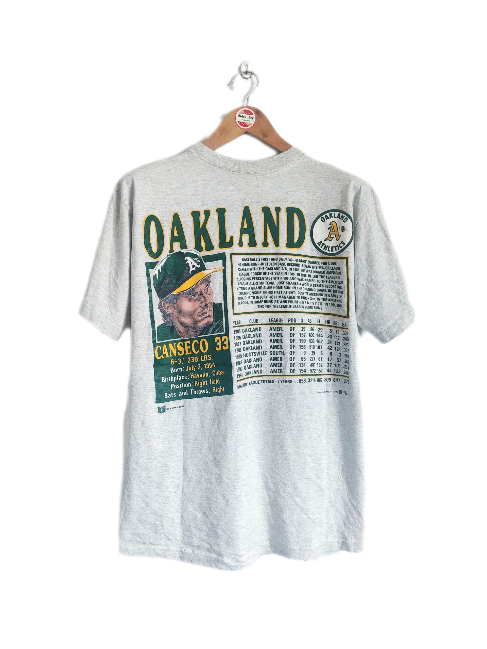 Nutmeg × Vintage Vintage Jose Canseco Oakland Athletics Player 90s T-shirt Size US L / EU 52-54 / 3 - 2 Thumbnail