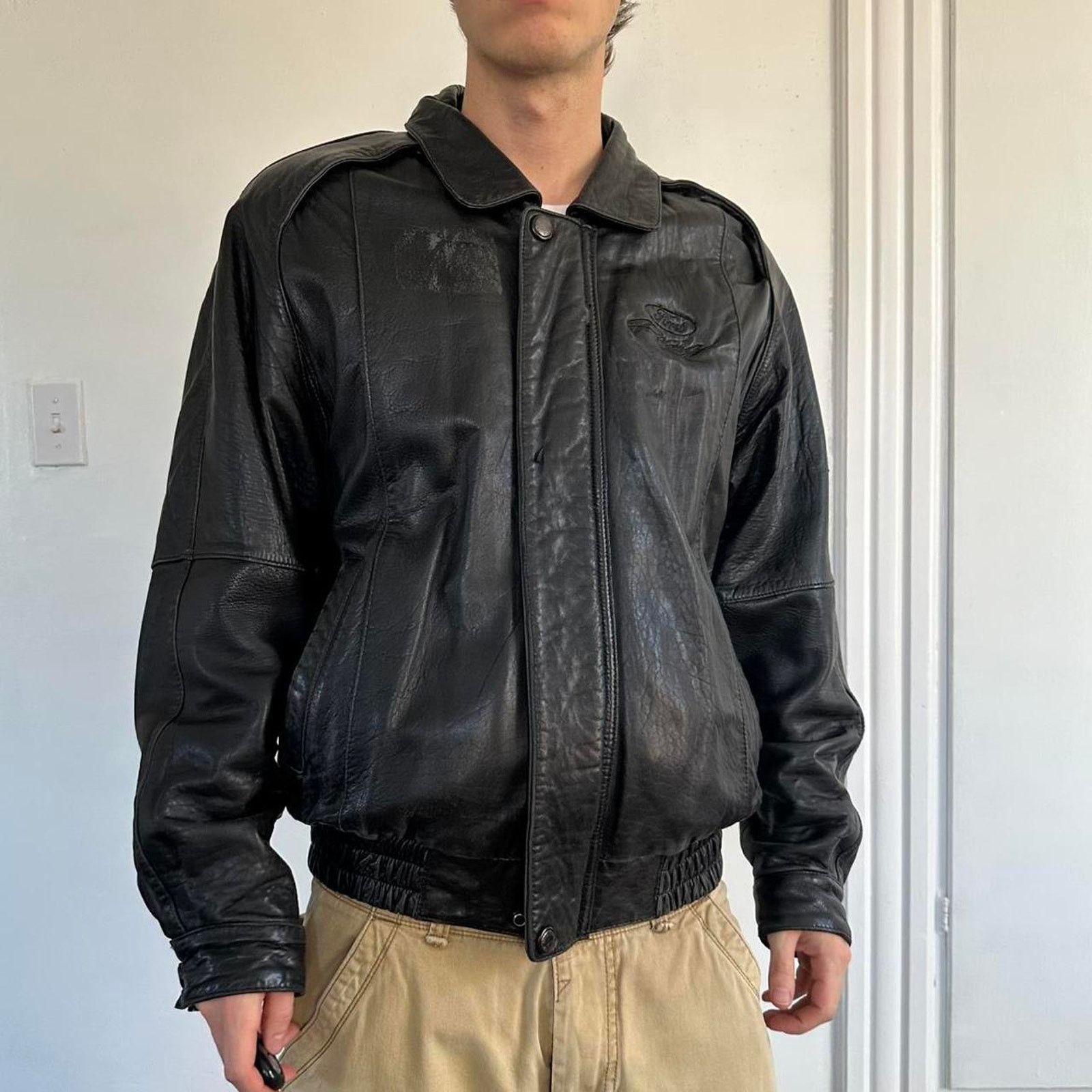 Ford × Vintage Rare Vintage 90s Ford Racing Black Leather Racing Jacket Size US M / EU 48-50 / 2 - 1 Thumbnail
