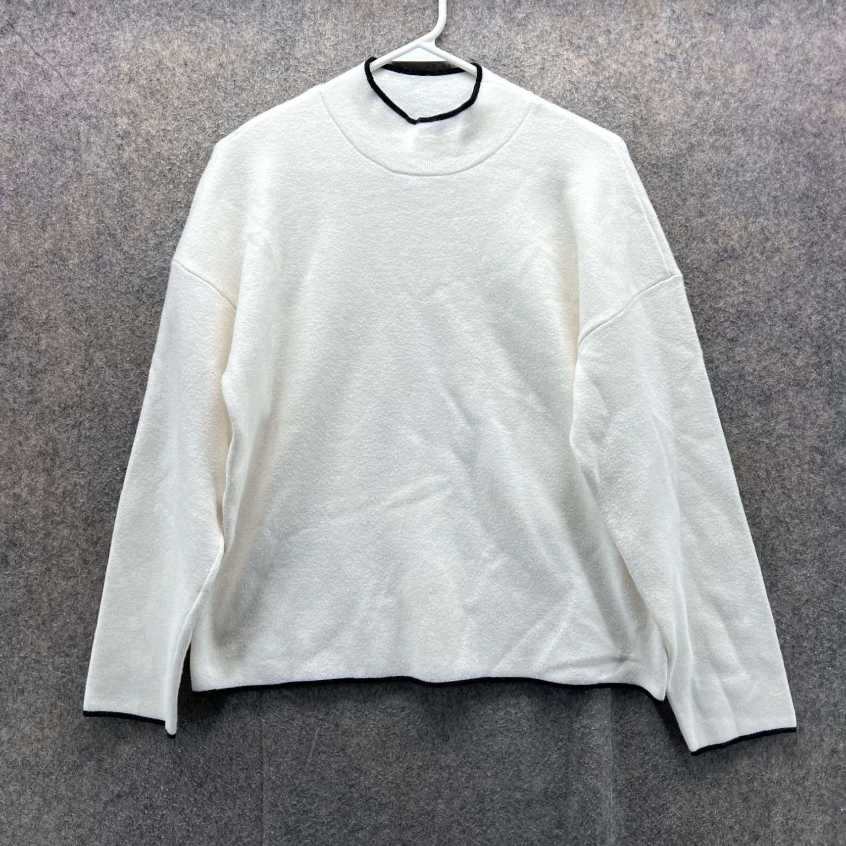 Anthropologie VINTAGE? No. Anthropologie Sweater Womens Large White Fleece Pullover Viscose Mock Neck Size L / US 10 / IT 46 - 2 Thumbnail