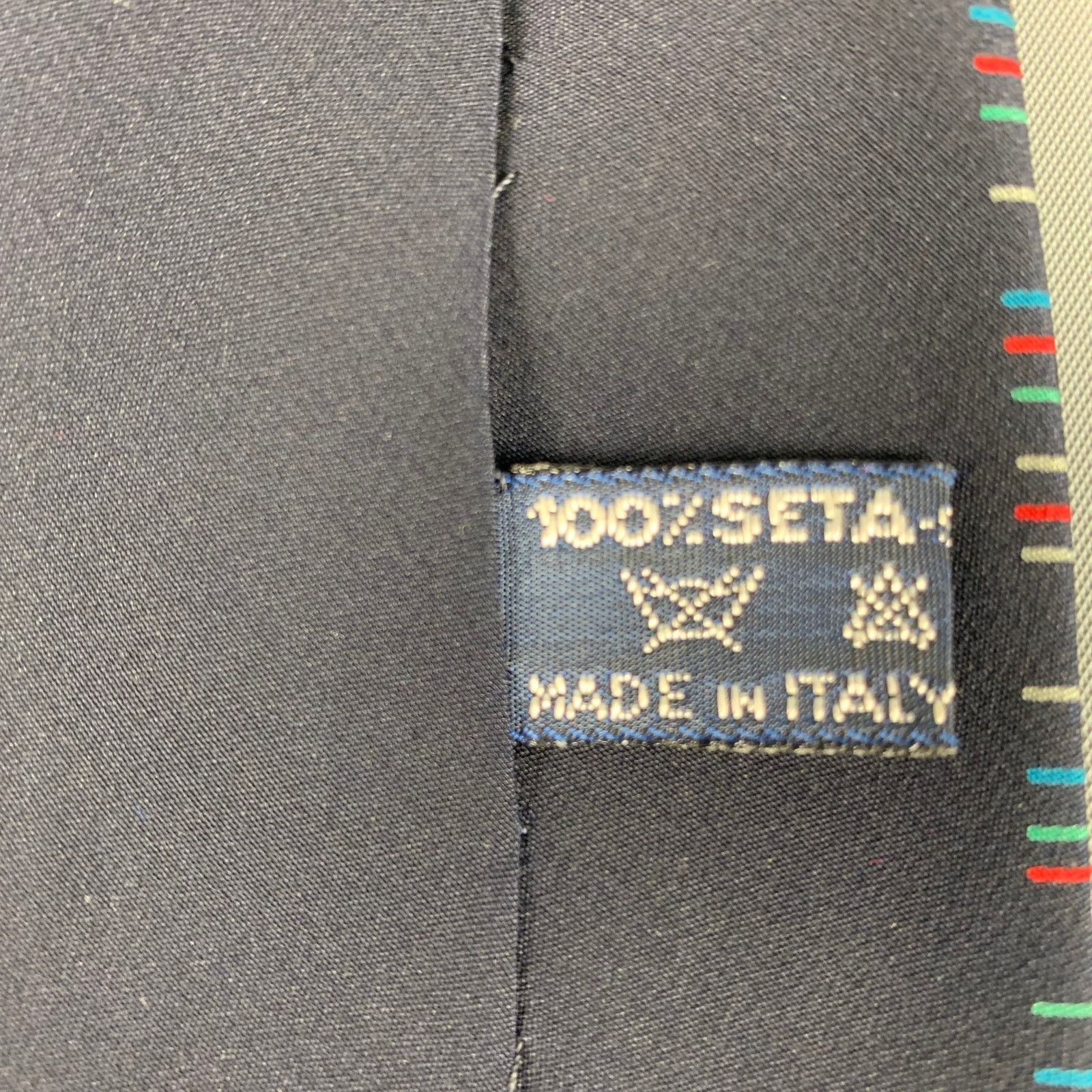 Mila Schon MILA SCHON Black Multi-Color Flags Silk Tie Size ONE SIZE - 5 Thumbnail