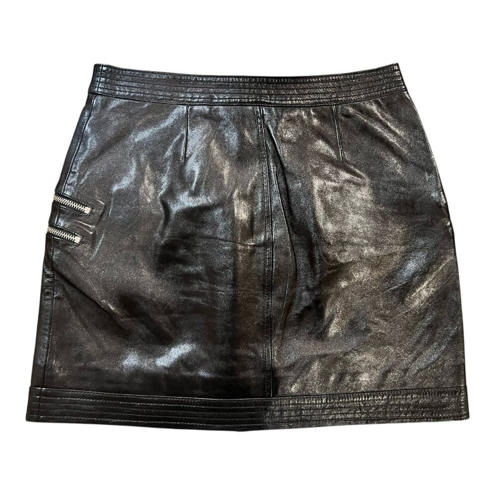 The Kooples The Kooples Lambskin Leather Mini Skirt Black Zippers Size 28" / US 6 / IT 42 - 6 Thumbnail
