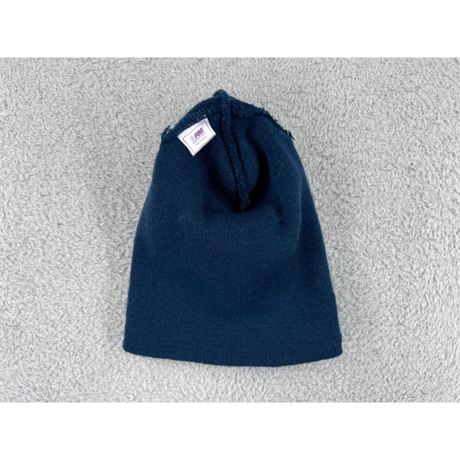Vintage AMERICAS Turkey Trot Beanie Toque Adult One Size Blue Knit 100% Acrylic Snow Ski Hat/Cap Mens Beanie - Running Man Pattern Striped Ski Theme Size ONE SIZE - 4 Thumbnail