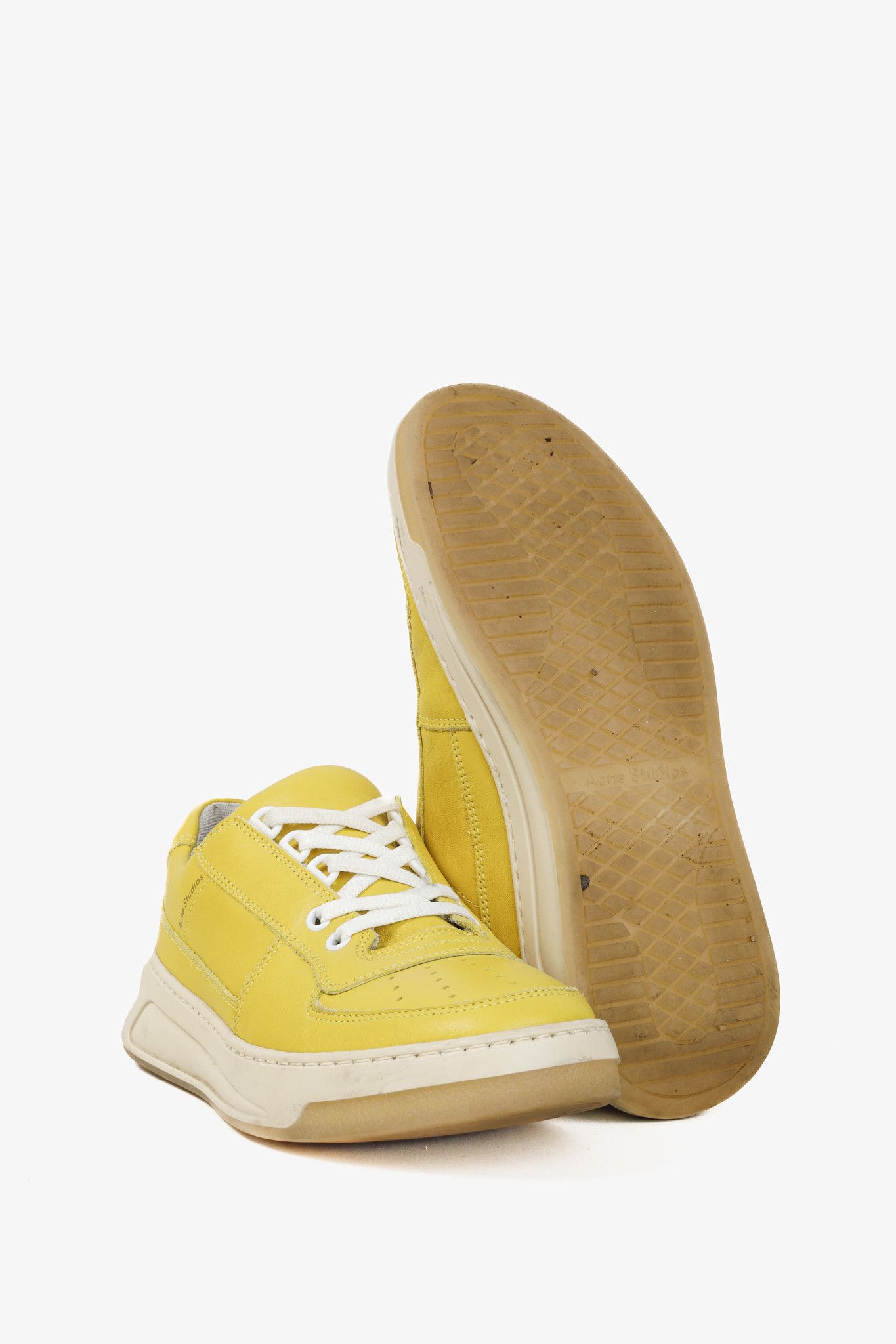 Acne Studios Acne Studios Perey Yellow Leather Low Top Lace Sneaker Size US 7.5 / IT 37.5 - 4 Thumbnail