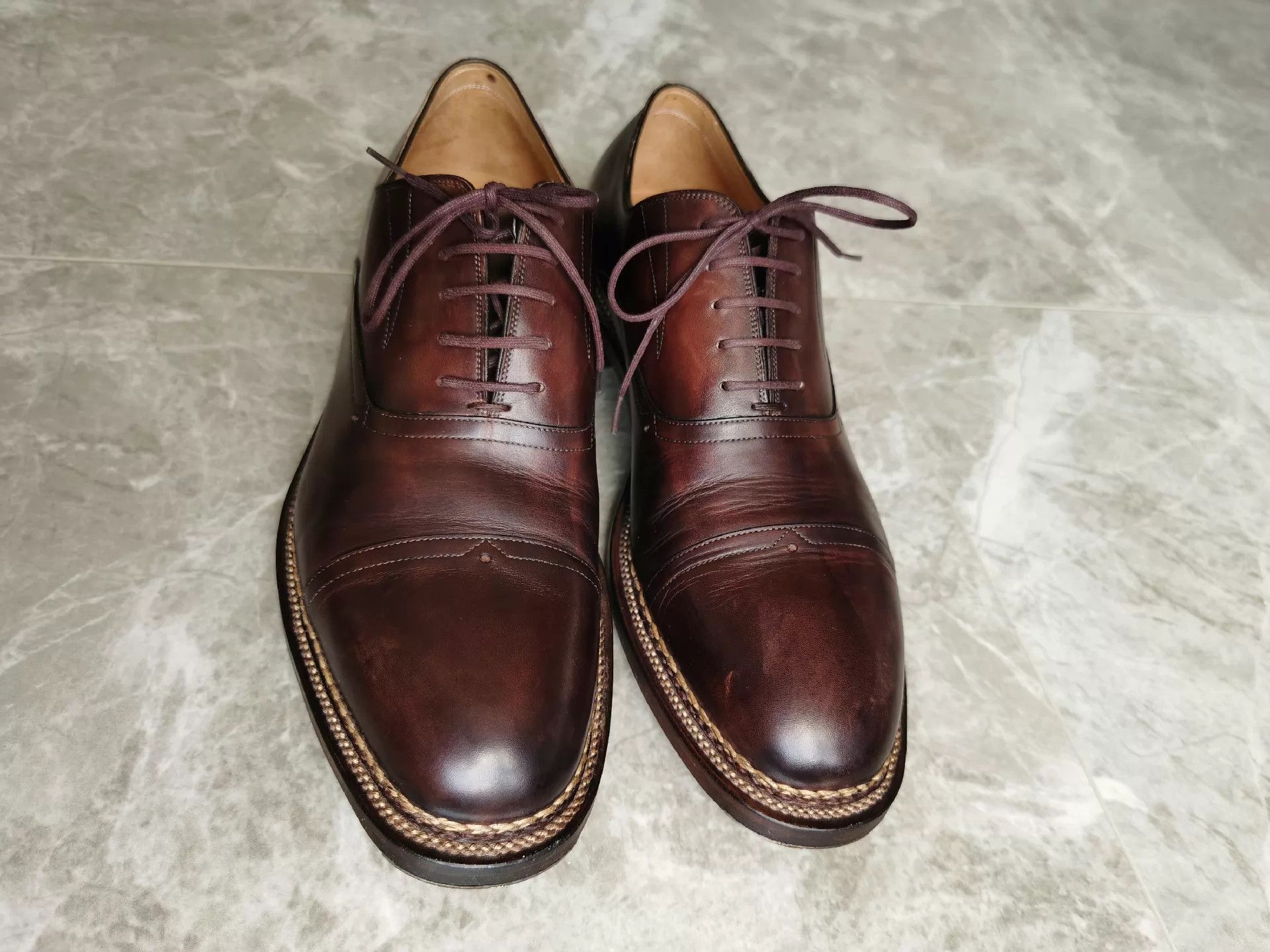 Other WM1978 Handmade Cognac Oxford Dress Shoes 42 360 Stitch Size US 9 / EU 42 - 2 Thumbnail