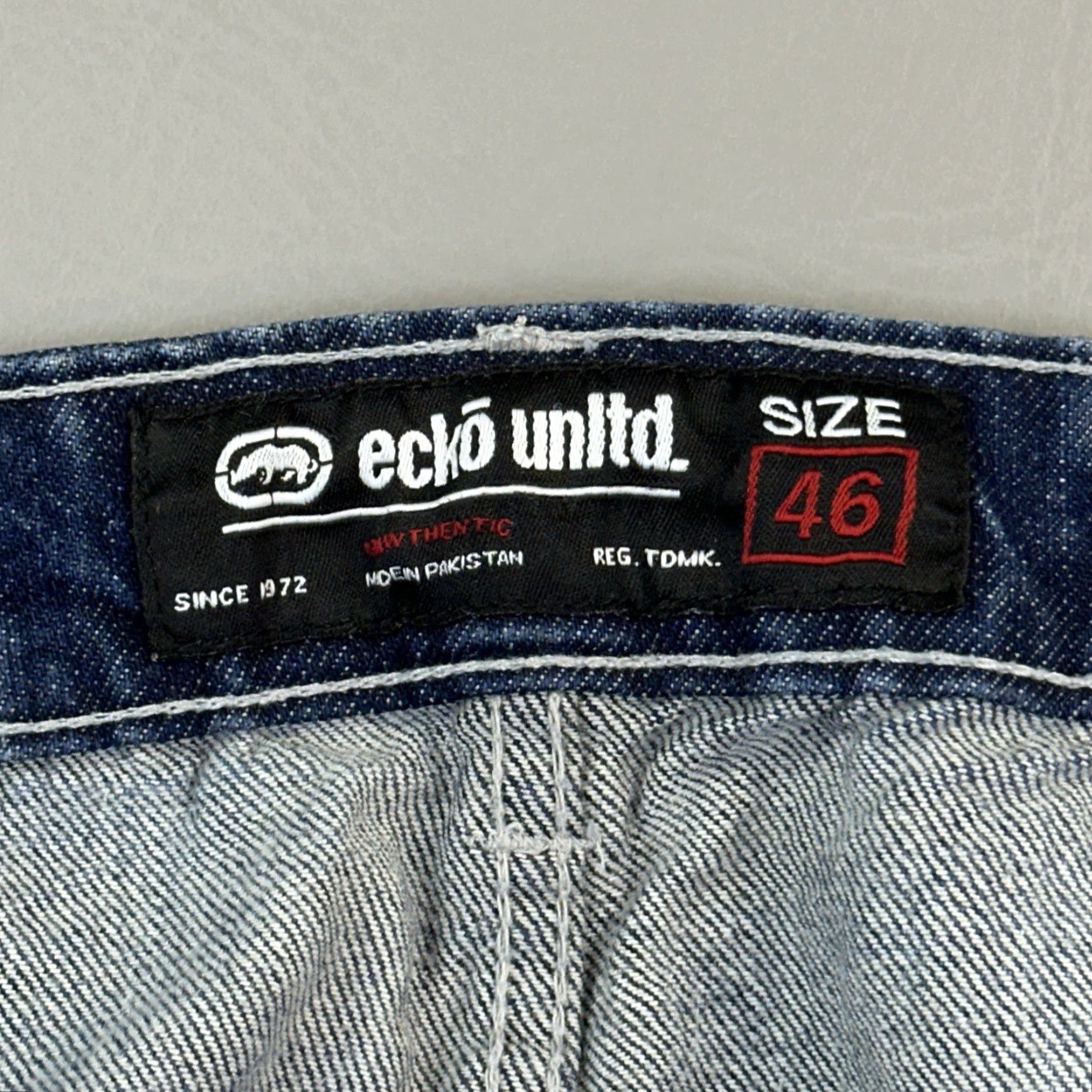 Ecko Unltd. VINTAGE Ecko Unltd Jeans Mens Athletic Blue Light Wash 46x32 5-Pocket Hip Hop Grunge 90s Logo Skull Stretch Denim Jeans Mens Size US 30 / EU 46 - 7 Thumbnail