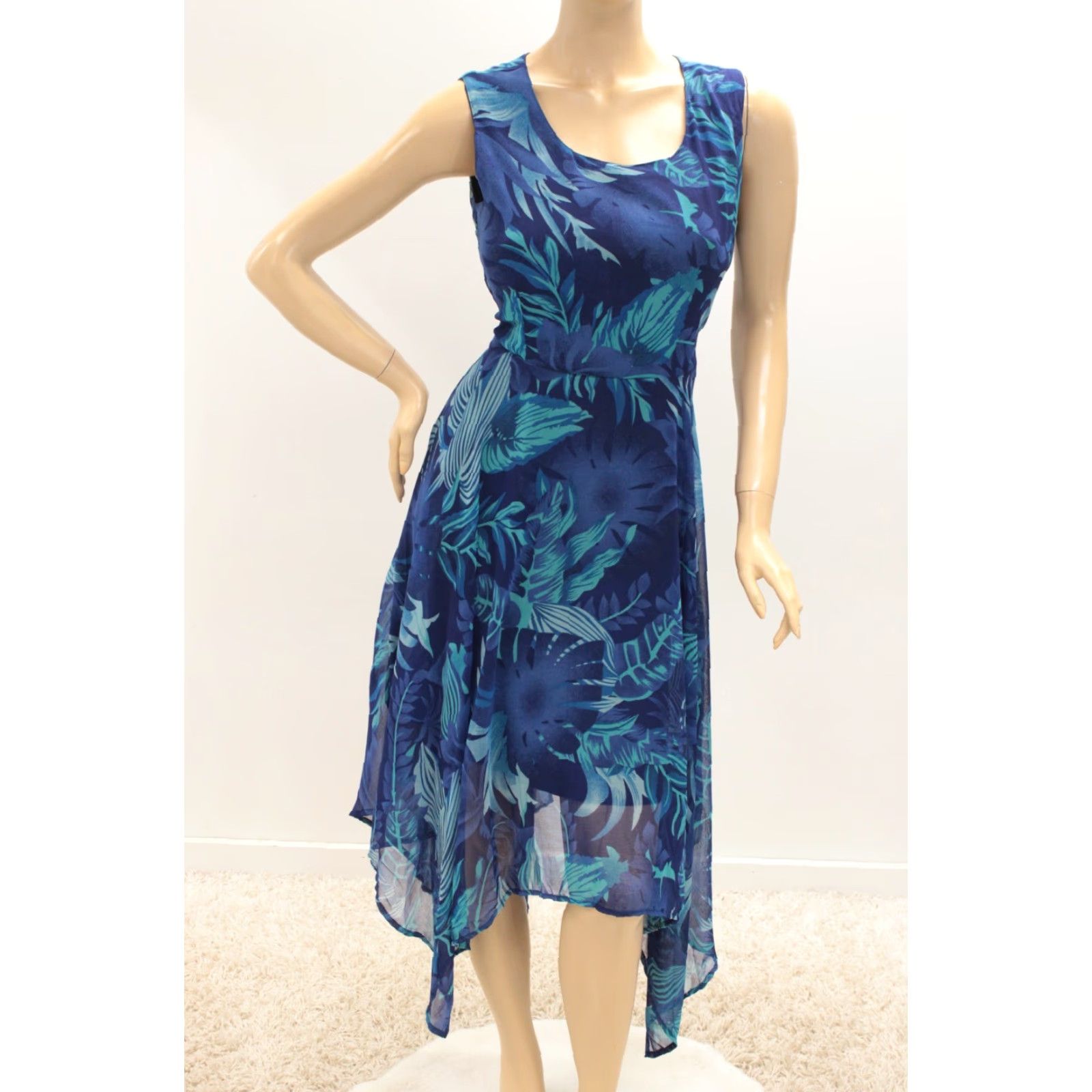 Vintage Expressions Dress Women's Medium Blue Floral Fairycore Maxi Lined Whimsical Size M / US 6-8 / IT 42-44 - 6 Thumbnail