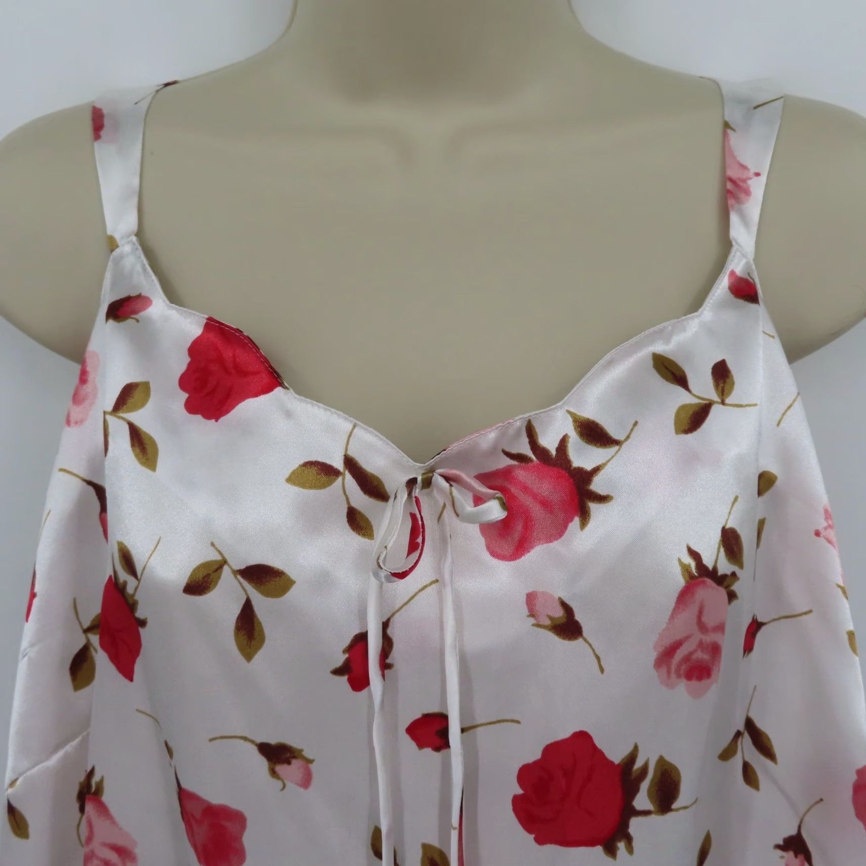 Vintage Cacique Gown Women 18/20 Sleeveless Pink Rose Flower Floral Scallop Nightgown Dress Size XXL / US 16-18 / IT 52-54 - 2 Thumbnail