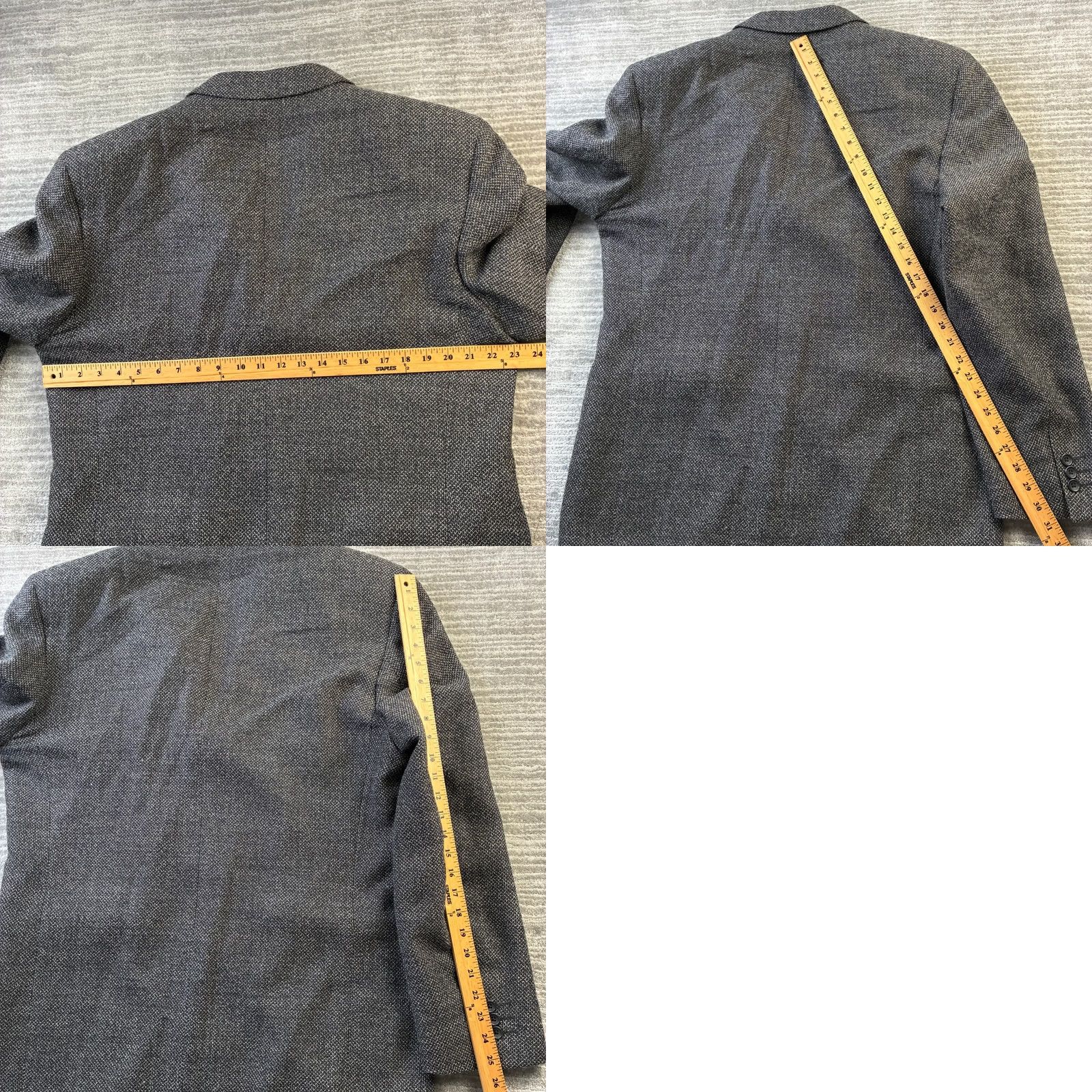 Yves Saint Laurent VINTAGE Saint Laurent Blazer Mens 44 Wool Black Single-Breasted 2-Button Notch Lapel Wool Lining Regular Chest 44 Vintage Sports Mens BLAZER Size 44R - 9 Thumbnail