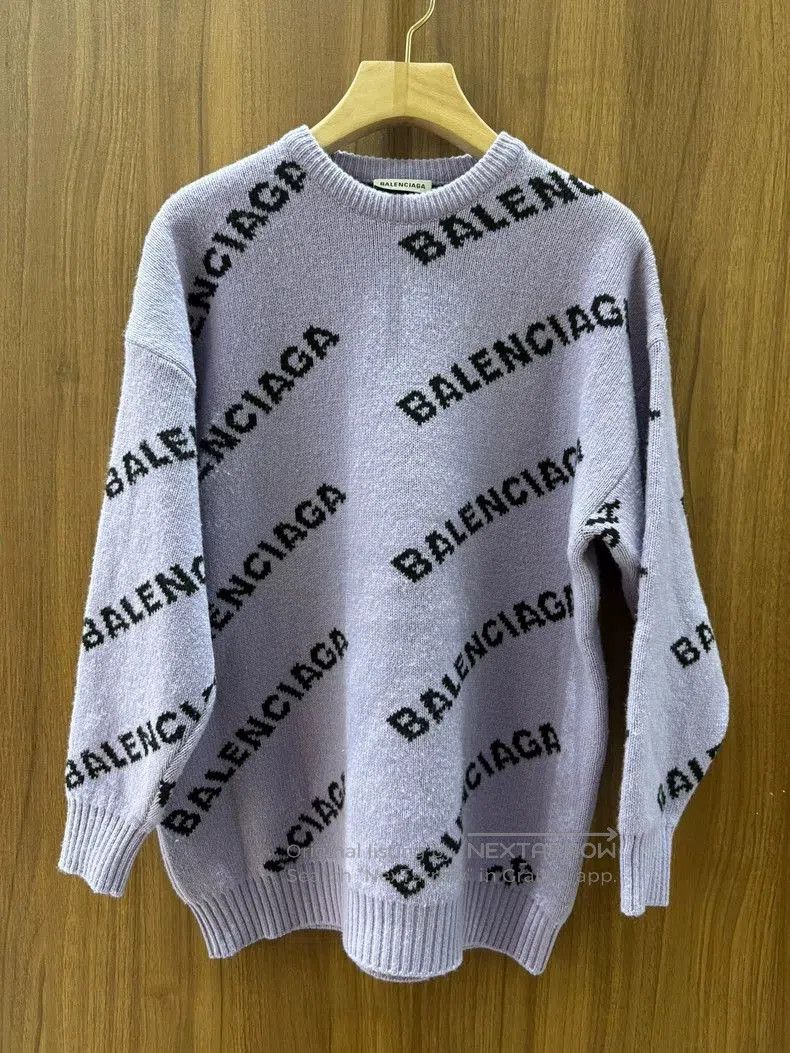 Balenciaga Balenciaga Purple Logo Wool Knit Sweater. Size US M / EU 48-50 / 2 - 1 Thumbnail