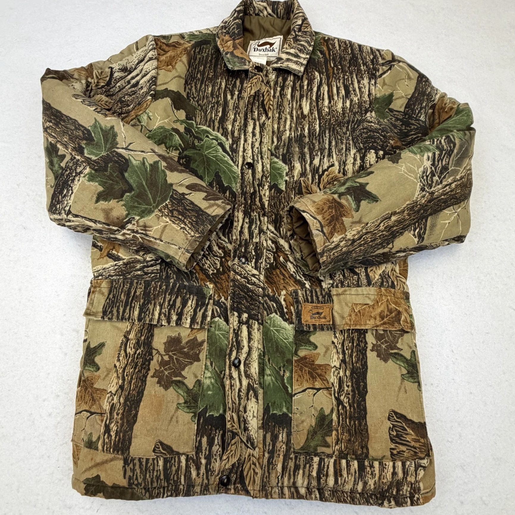 Realtree VINTAGE Duxbak Jacket Mens Large Brown Realtree Camo Canvas Quilted Hunting USA Size US L / EU 52-54 / 3 - 2 Thumbnail