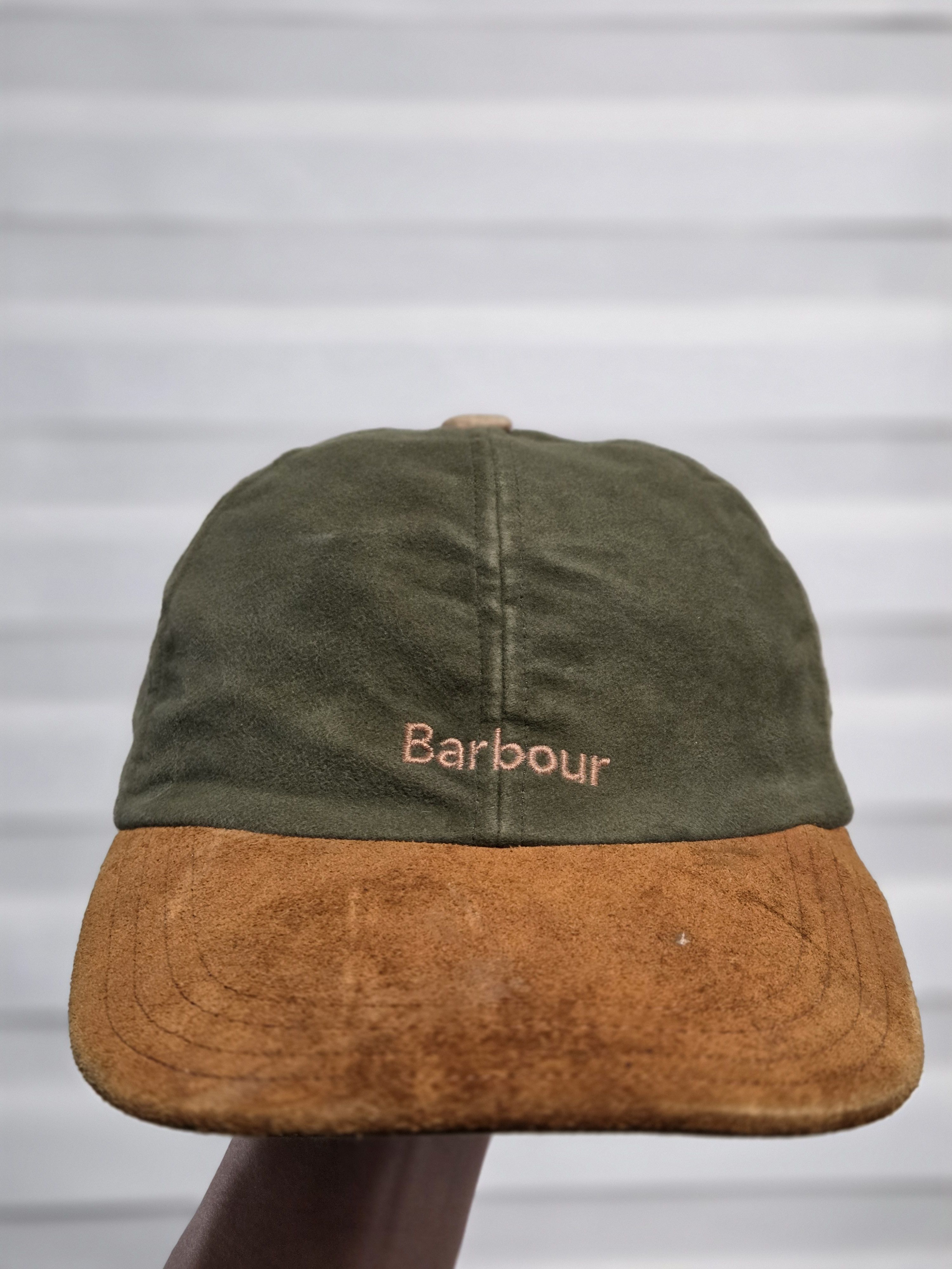 Barbour Vintage MADE IN SCOTLAND barbour Waxed Cotton Suede bill cap Size ONE SIZE - 2 Thumbnail