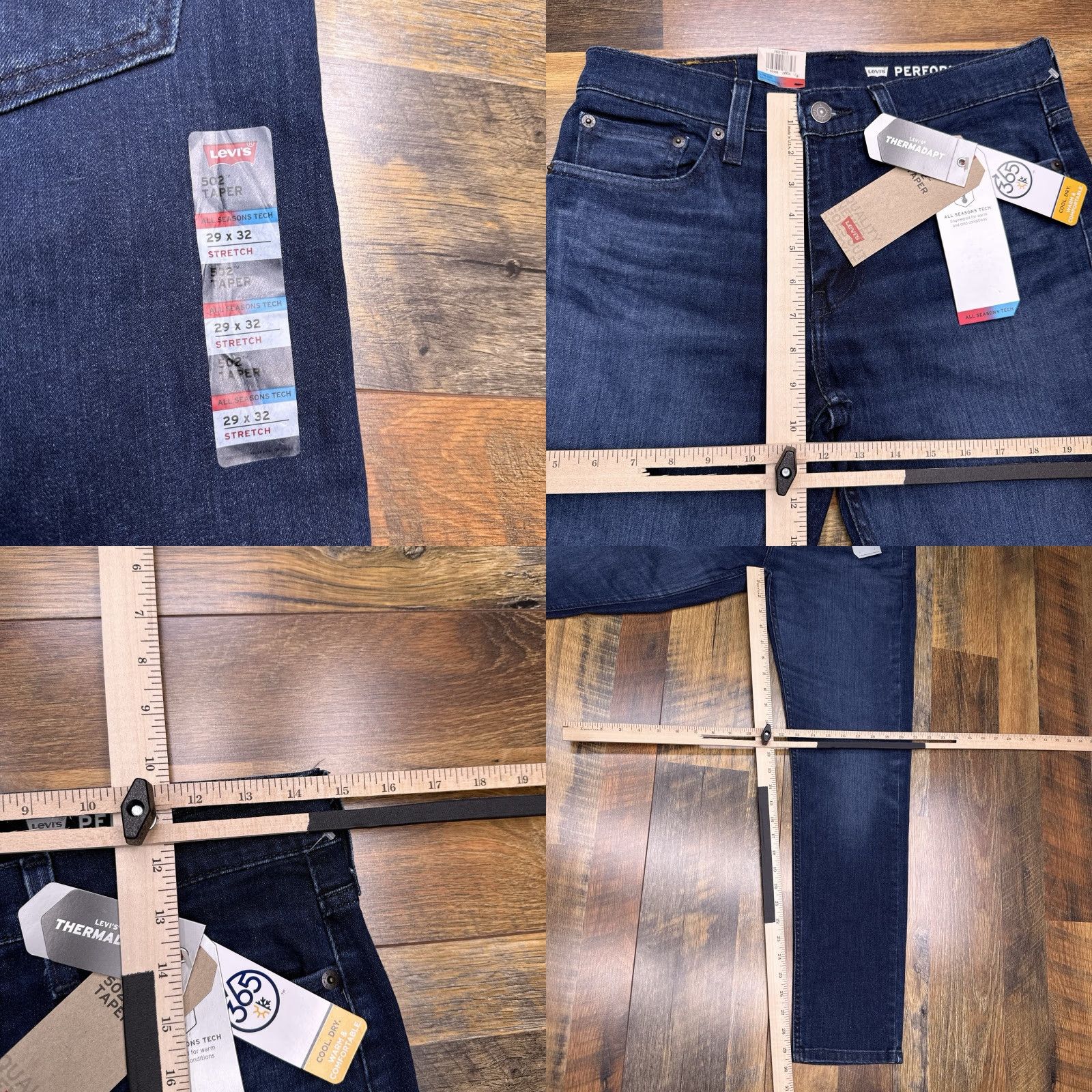 Levi's Levi's 502 Jeans Mens 29x32 Taper Stretch Denim Blue Regular Fit City 5-Pocket Logo Jeans Mens Size US 29 - 9 Thumbnail