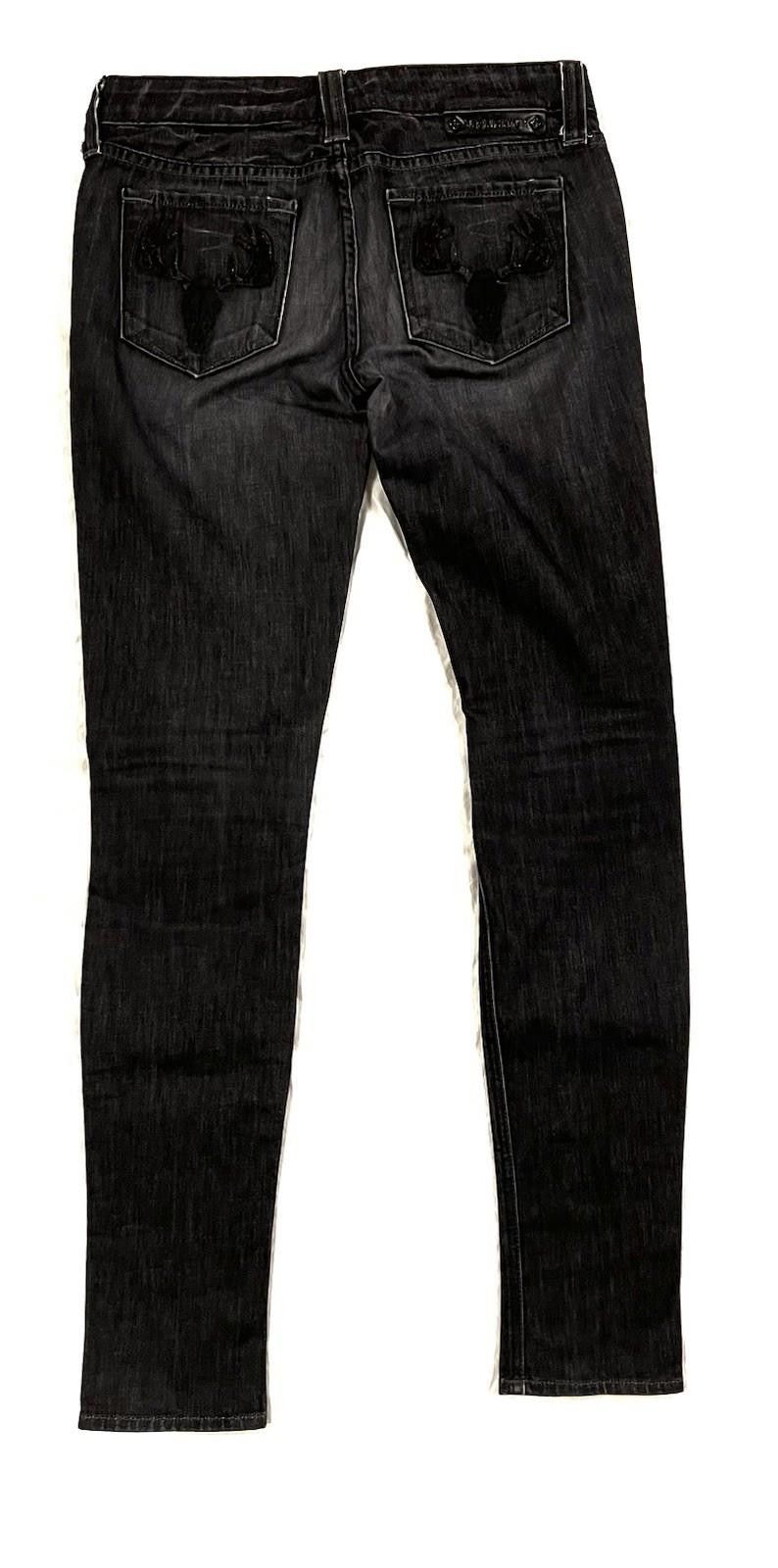 Affliction Affliction Bianca Y2K Black Skinny Jeans Deer Skull Gothic Size 25" / US 0 / IT 36 - 2 Thumbnail