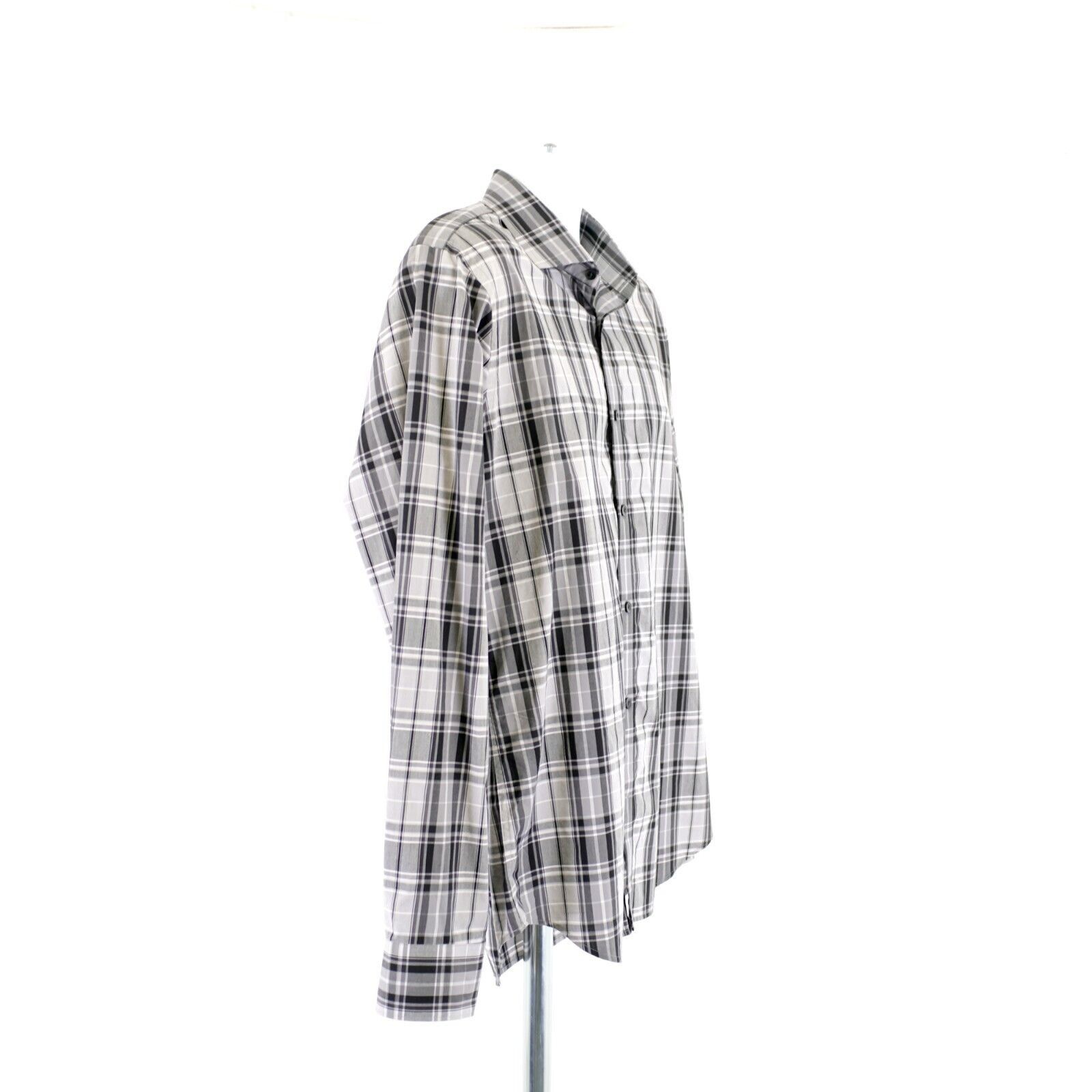 Express Express Fitted Gray Black Plaid Large 15-16.5 Collared Dress Size US L / EU 52-54 / 3 - 7 Thumbnail