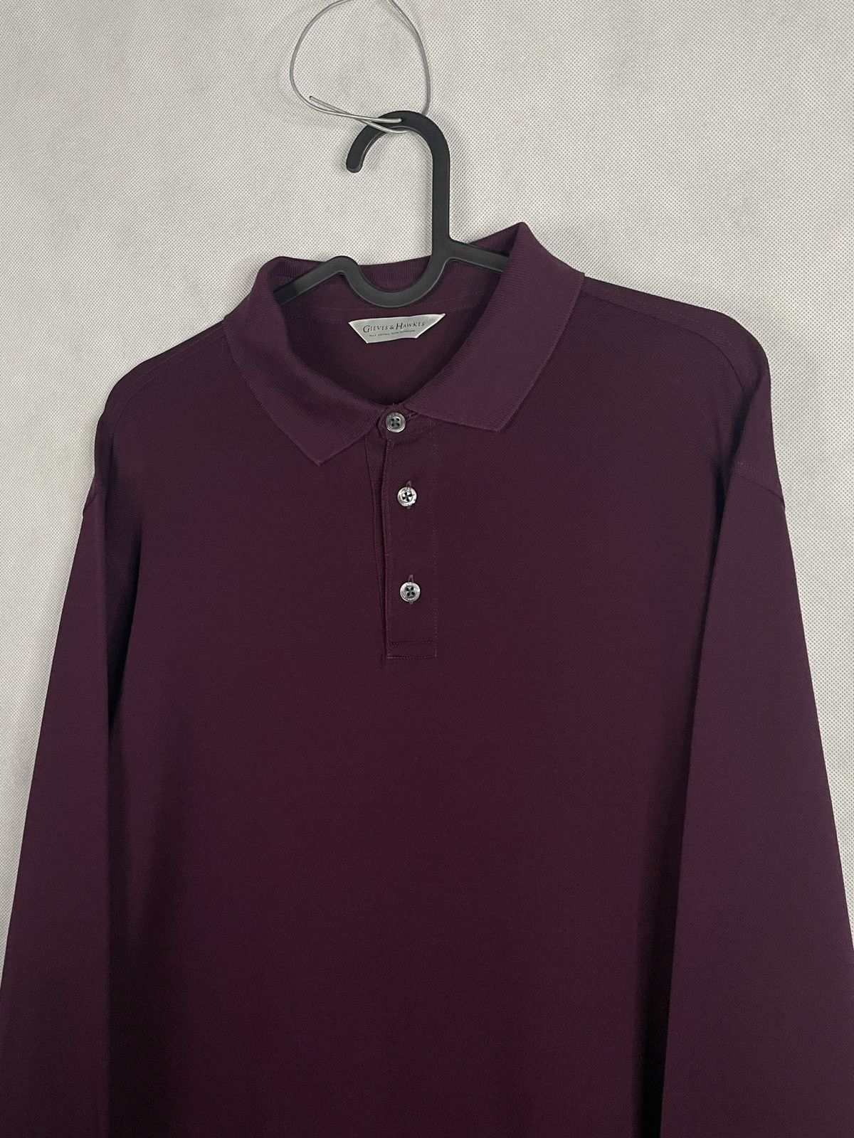 Designer × Gieves & Hawkes Gieves&Hawkes Burgundy Longsleeve Polo Old Money Luxury Size US L / EU 52-54 / 3 - 5 Thumbnail